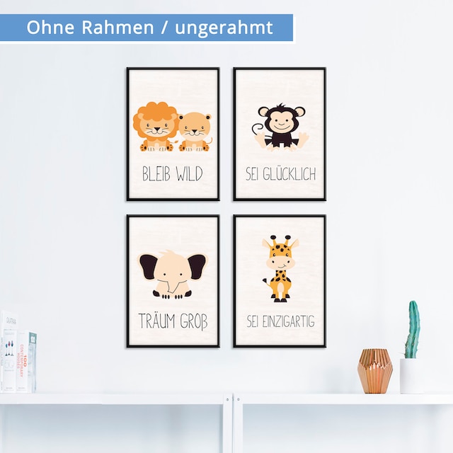 Lüttenhütt Poster »Tiere«, Tiere, (Set, 4 St., 4 Teile), 4er Set in zwei  Grössen jetzt kaufen