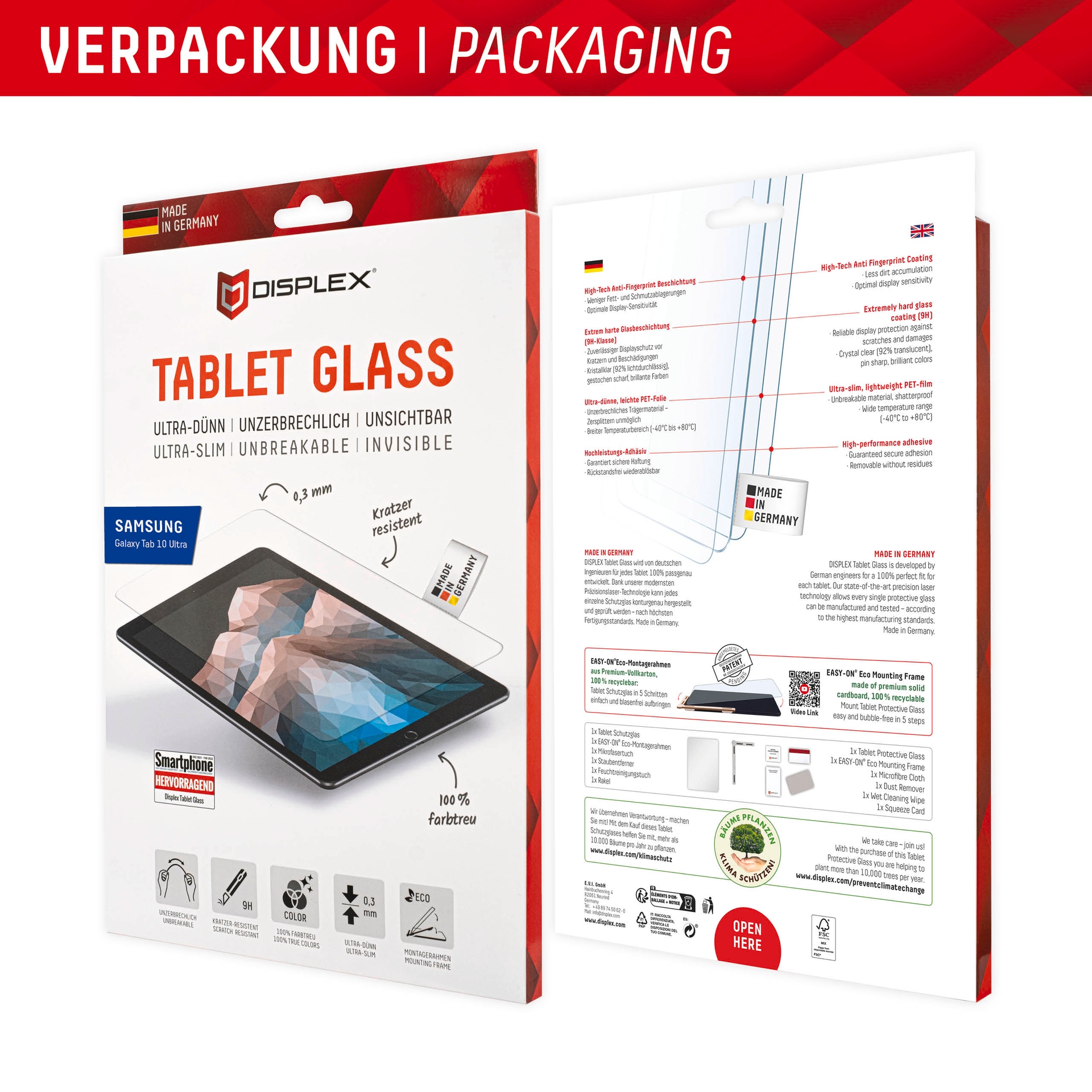 Displex Displayschutzglas »Tablet Glass«, Displayschutzfolie, Schutzfolie, Bildschirmschutz, kratz- & stossfest