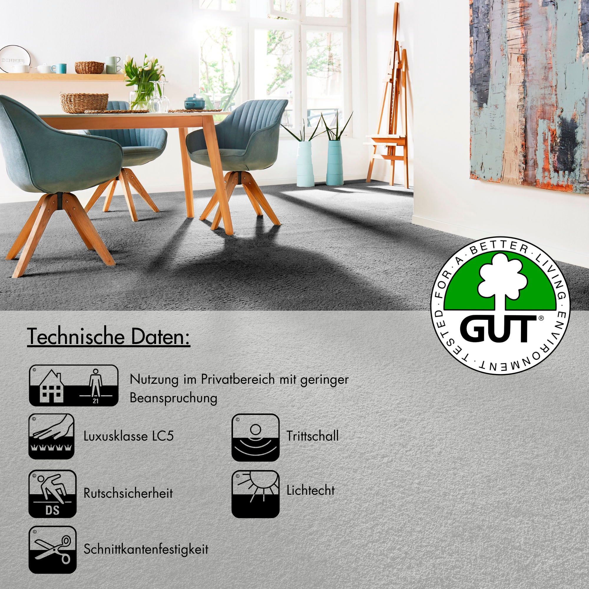 Andiamo Teppichboden »Softness, Velours, Made in Belgium«, rechteckig, 17 mm Höhe, Uni Farben, Breite 400 cm, besonders weich, Wohnzimmer, Schlafzimmer