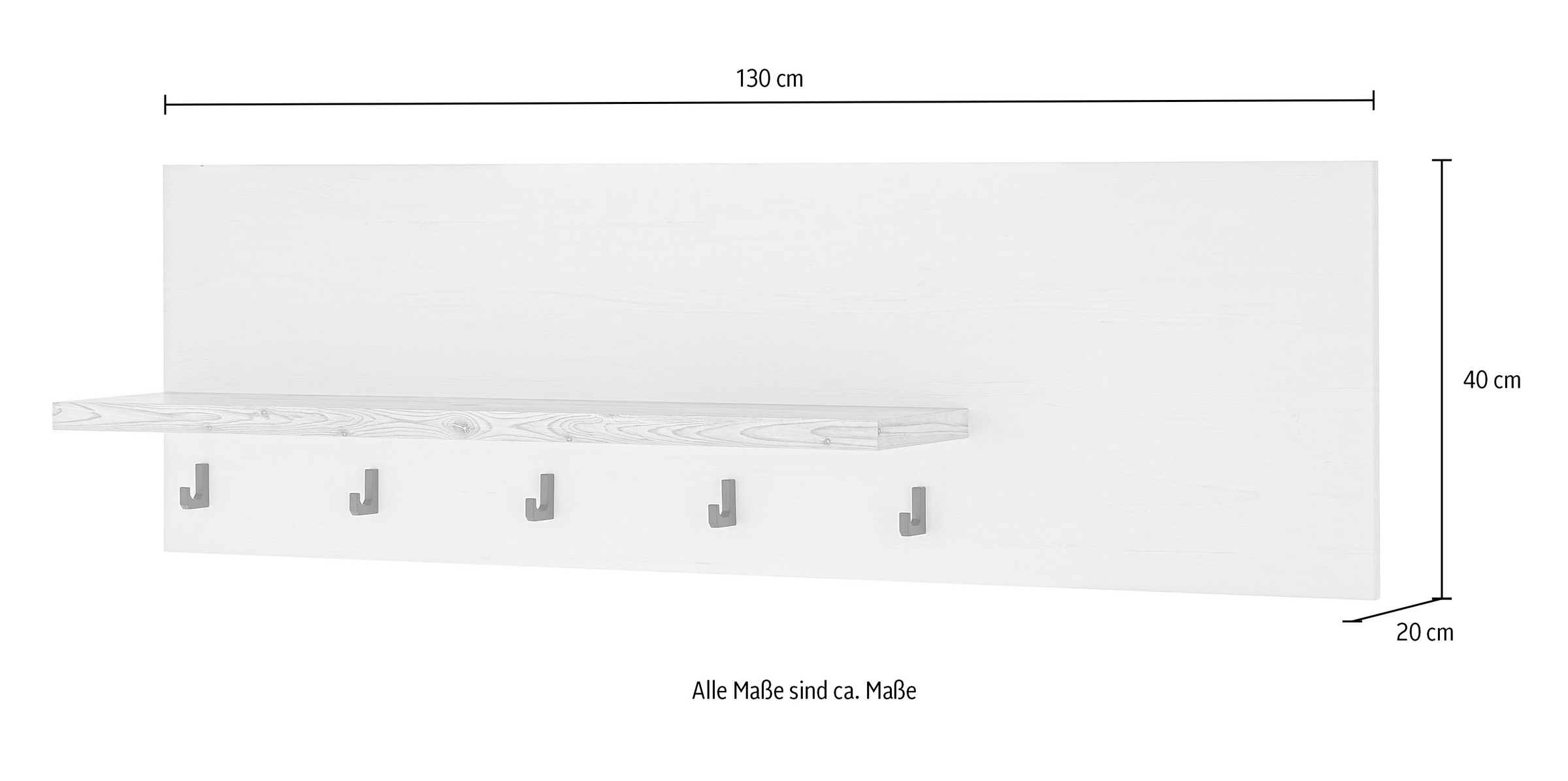 Home affaire Küchenregal »Florenz, Wandboard in Pinie Weiss, Hängeregal, Wandregal«, im Landhausstil, Breite 130 cm, 28 mm starker Ablageboden