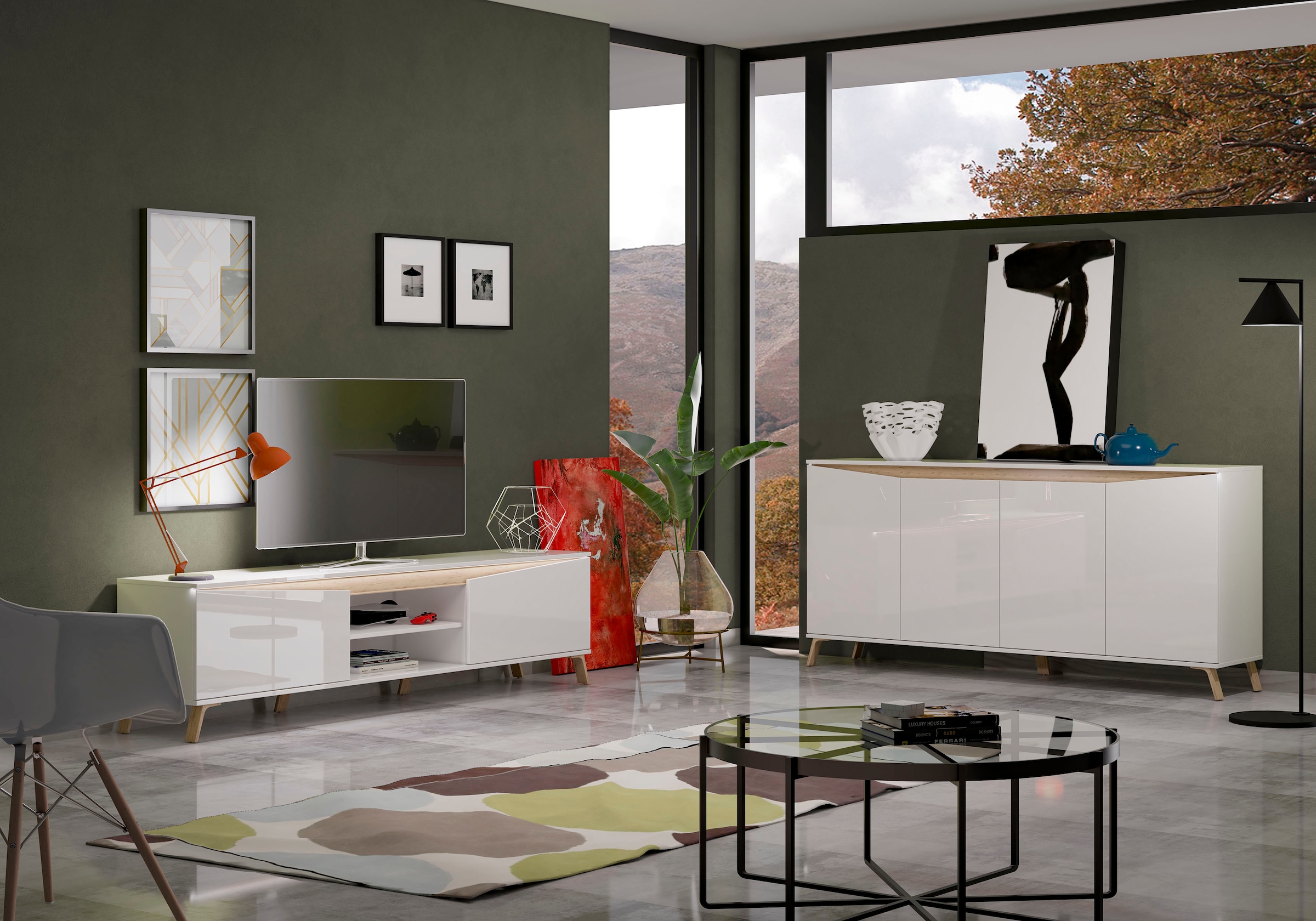 Home affaire Sideboard »ALADINO« Breite 184 cm,  komplett Hochglanz, ohne Beleuchtung