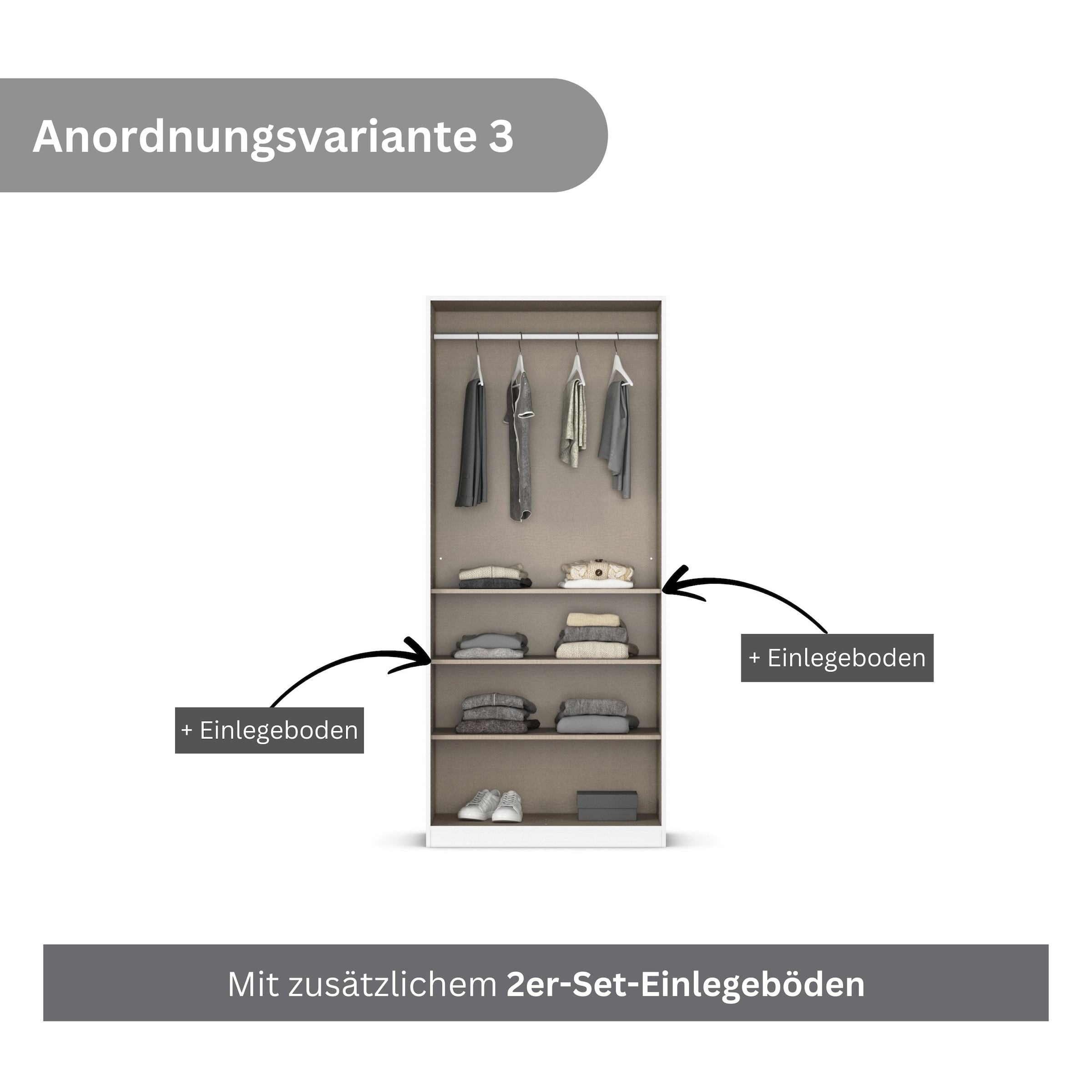 GOODproduct Armoire à portes battantes »Kleiderschrank Schrank Garderobe AGORDO mit Dekor- oder Hochglanzfront« en deux couleurs de poignées, largeurs 91-405 cm,  aménagement intérieur réfléchi, en 8 largeurs et 2 hauteurs, FABRIQUÉ EN ALLEMAGNE
