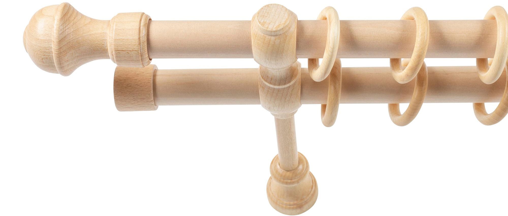 SN DECO GROUP Tringle à rideaux »Ares« 2 läufig-läufig Fixmass 28 mm, Holz, verschiedene Längen und Farben, Komplettset