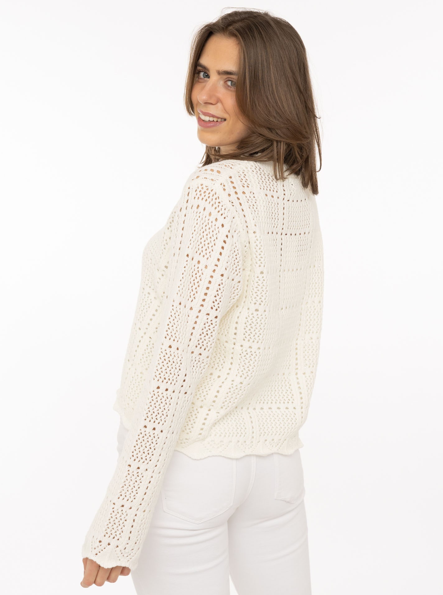 Zwillingsherz Pull en tricot »"Lochstrick"« mit Lockstrickmotiv