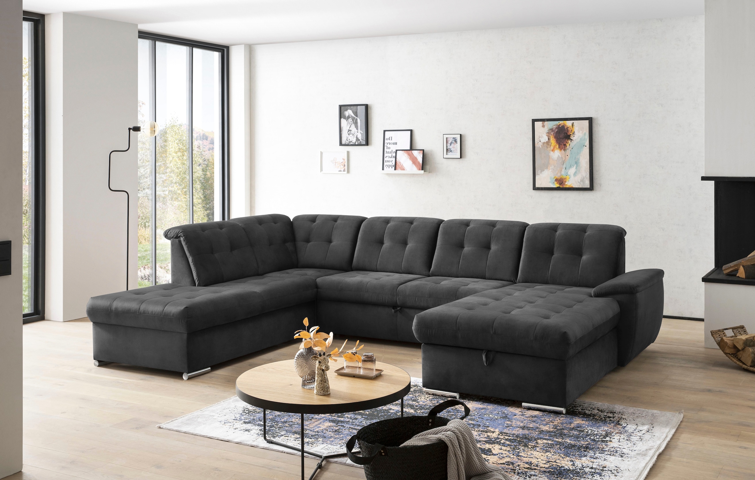 exxpo - sofa fashion Wohnlandschaft »Durango, aufwendige Sitz- und Rückenverarbeitung, bequem, U-Form«, inkl. Kopfteilverstellung, wahlweise mit Bettfunktion und Bettkasten