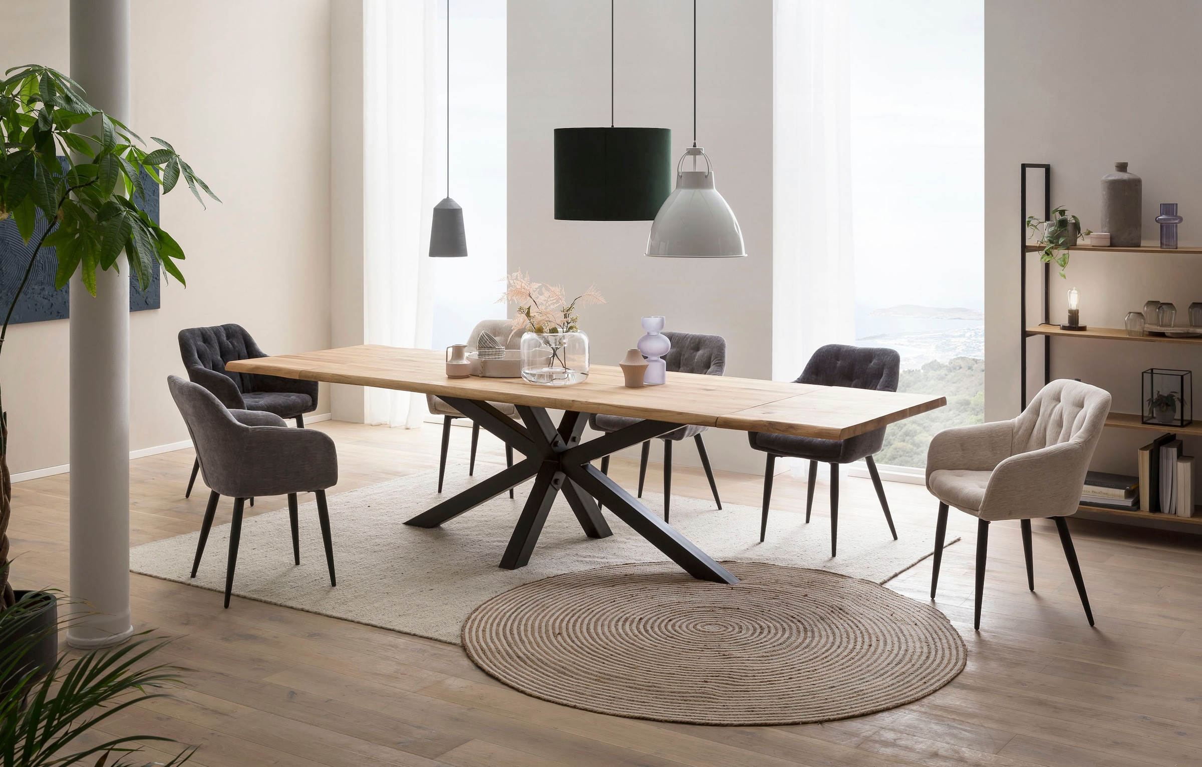 Home affaire Table de salle à manger »Hudson« extensible avec plaque d’extension Hudson