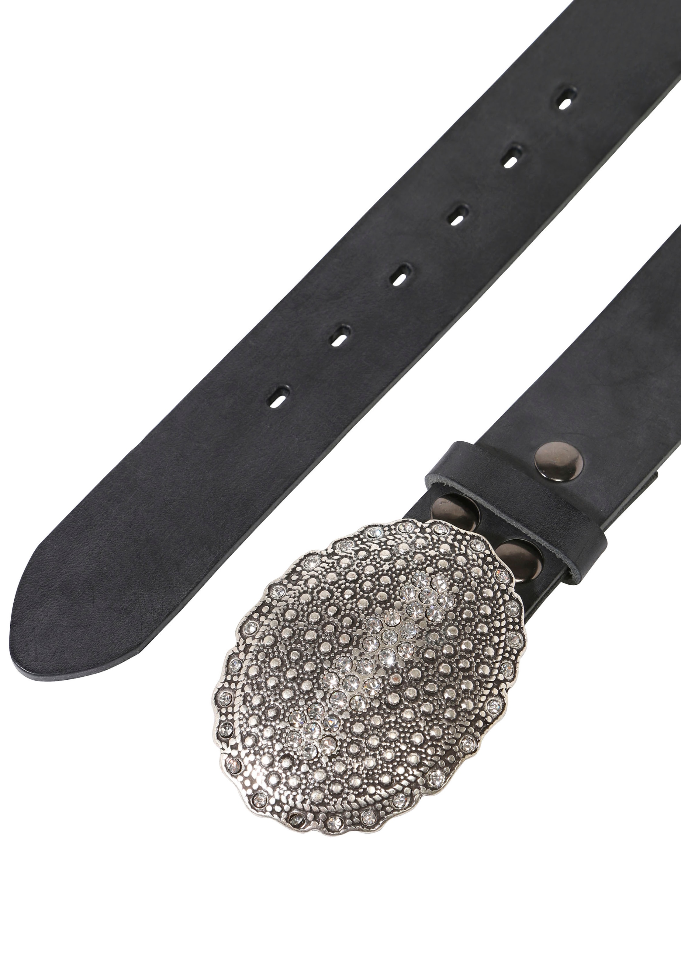 RETTUNGSRING by showroom 019° Ledergürtel, mit austauschbarer Schliesse »Oval Nieten Mit Strass«