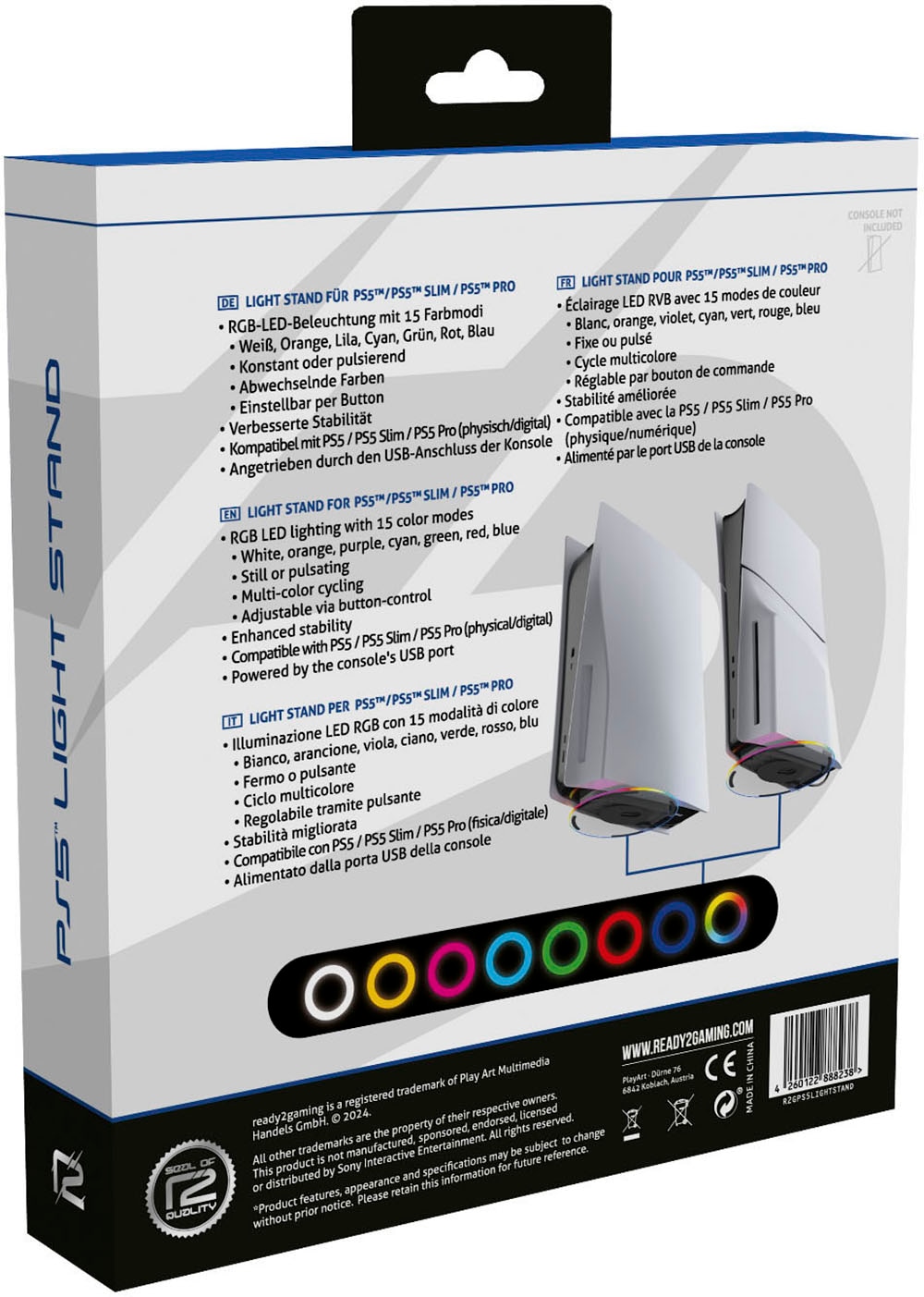 Ready2gaming Standfuss »Transparenter Standfuss für die PlayStation 5 mit RGB Beleuchtung«