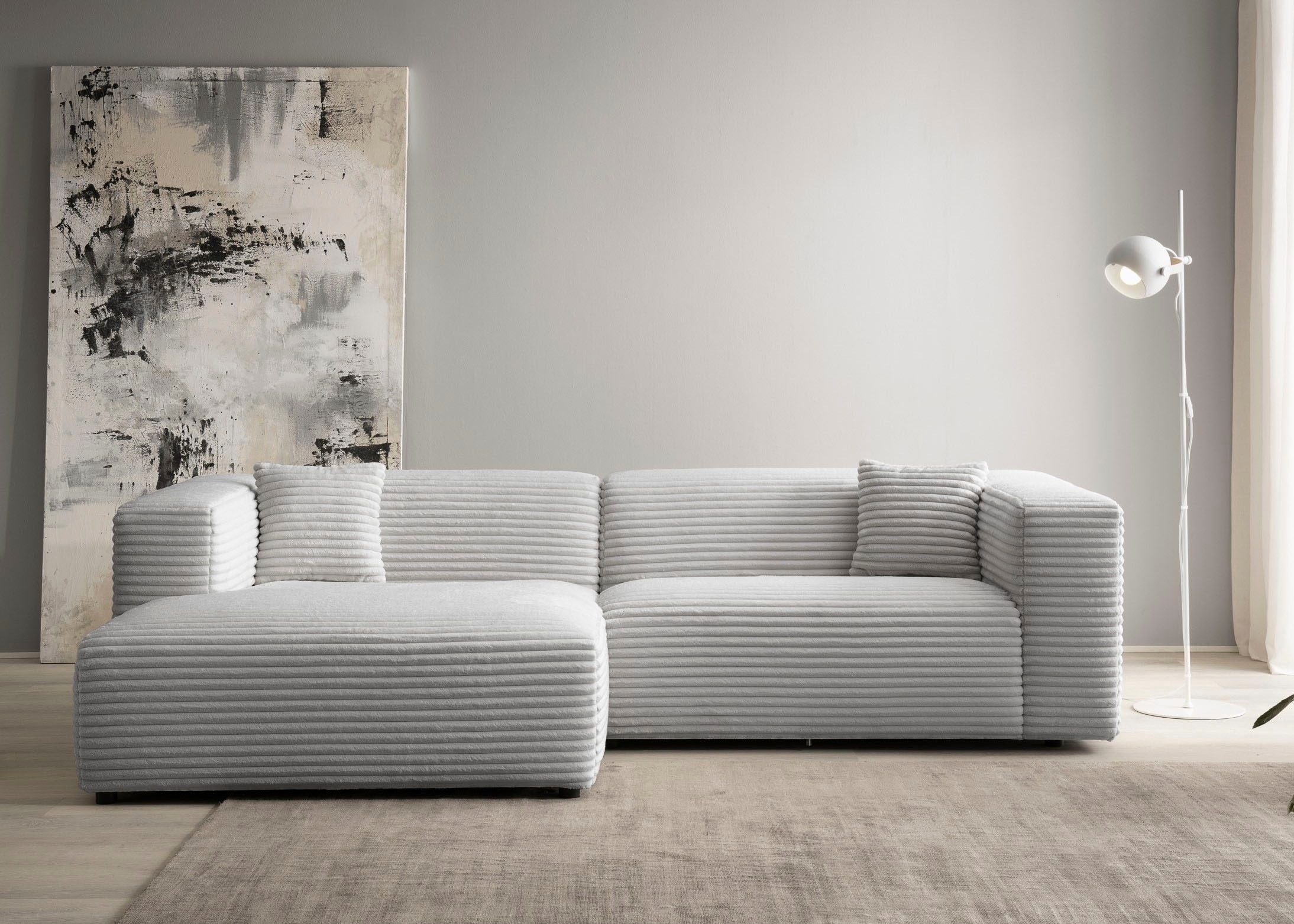 Home affaire Ecksofa »BAKELS, L-Form in Cord oder Boucle-Stoff, moderne Couch« wahlweise Recamiere rechts/links, bequemer Sitzkomfort