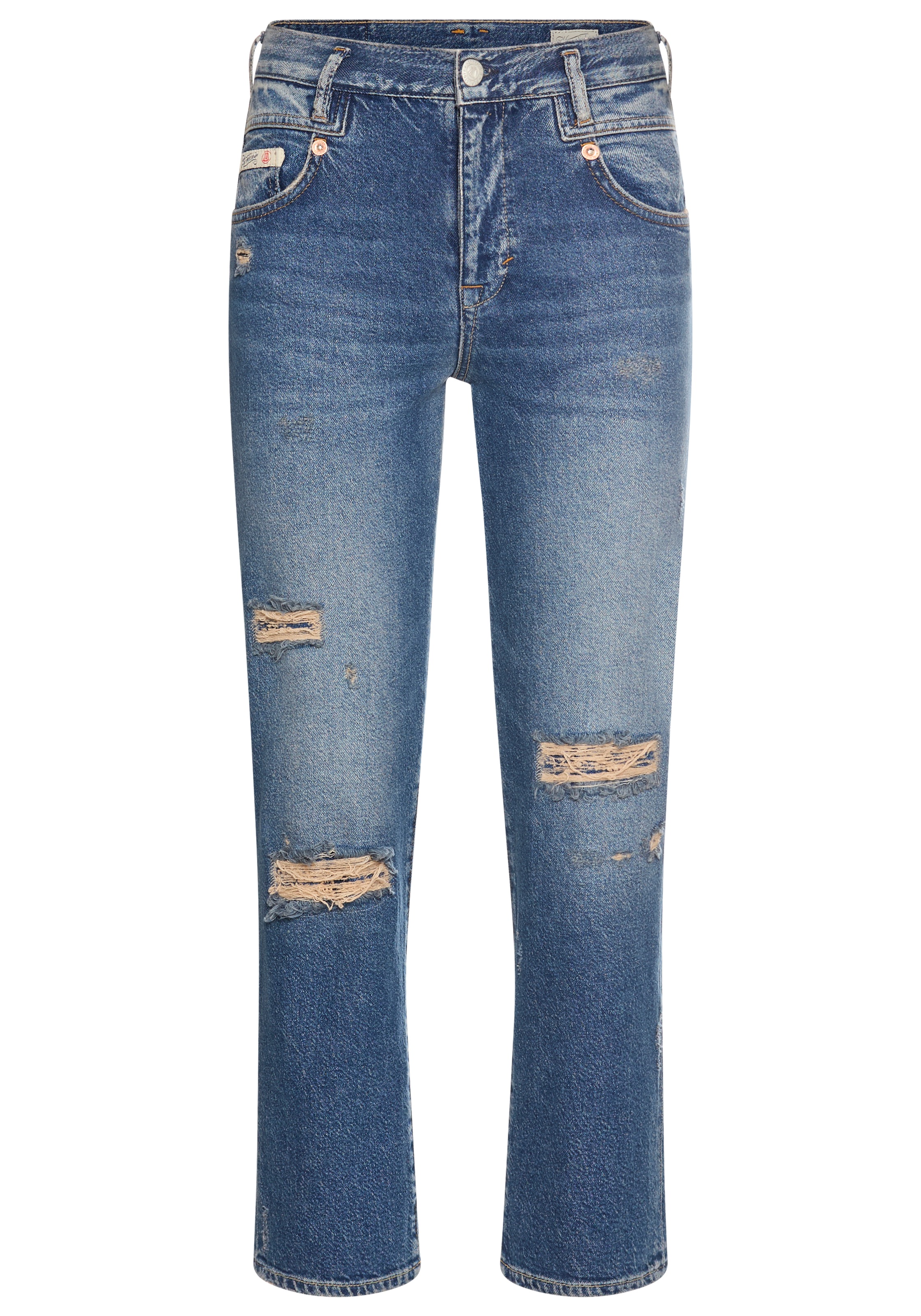 Herrlicher 5-Pocket-Jeans »Breezy Cropped Denim« Straight Fit mit Destroyed-Effekten