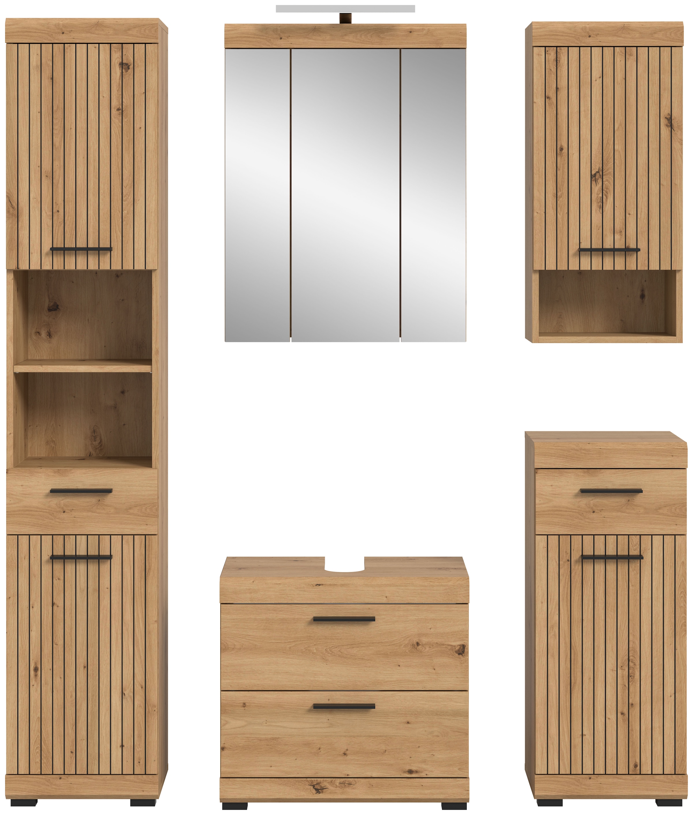 welltime Badmöbel-Set »SIENA, 5 teilig, inklusive LED Beleuchtung, bestehend aus:« Set, TOPSELLER!, 5 Stk. tlg.