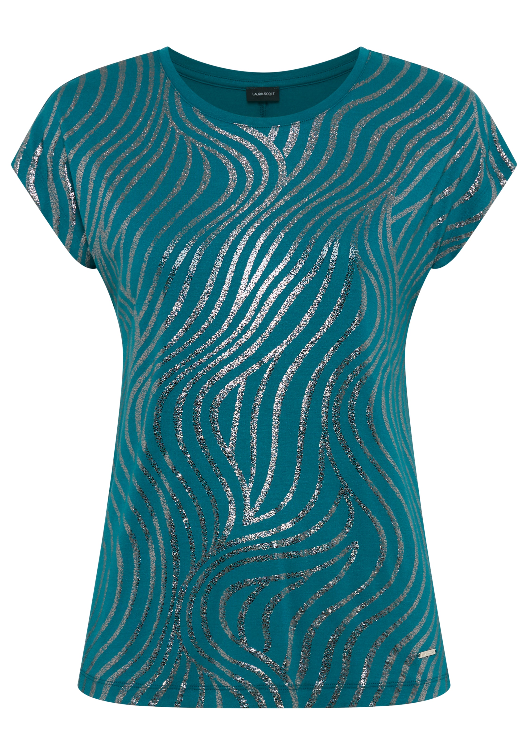 Laura Scott Rundhalsshirt, Kurzarm, figurumspielend, aus elastischem Single Jersey