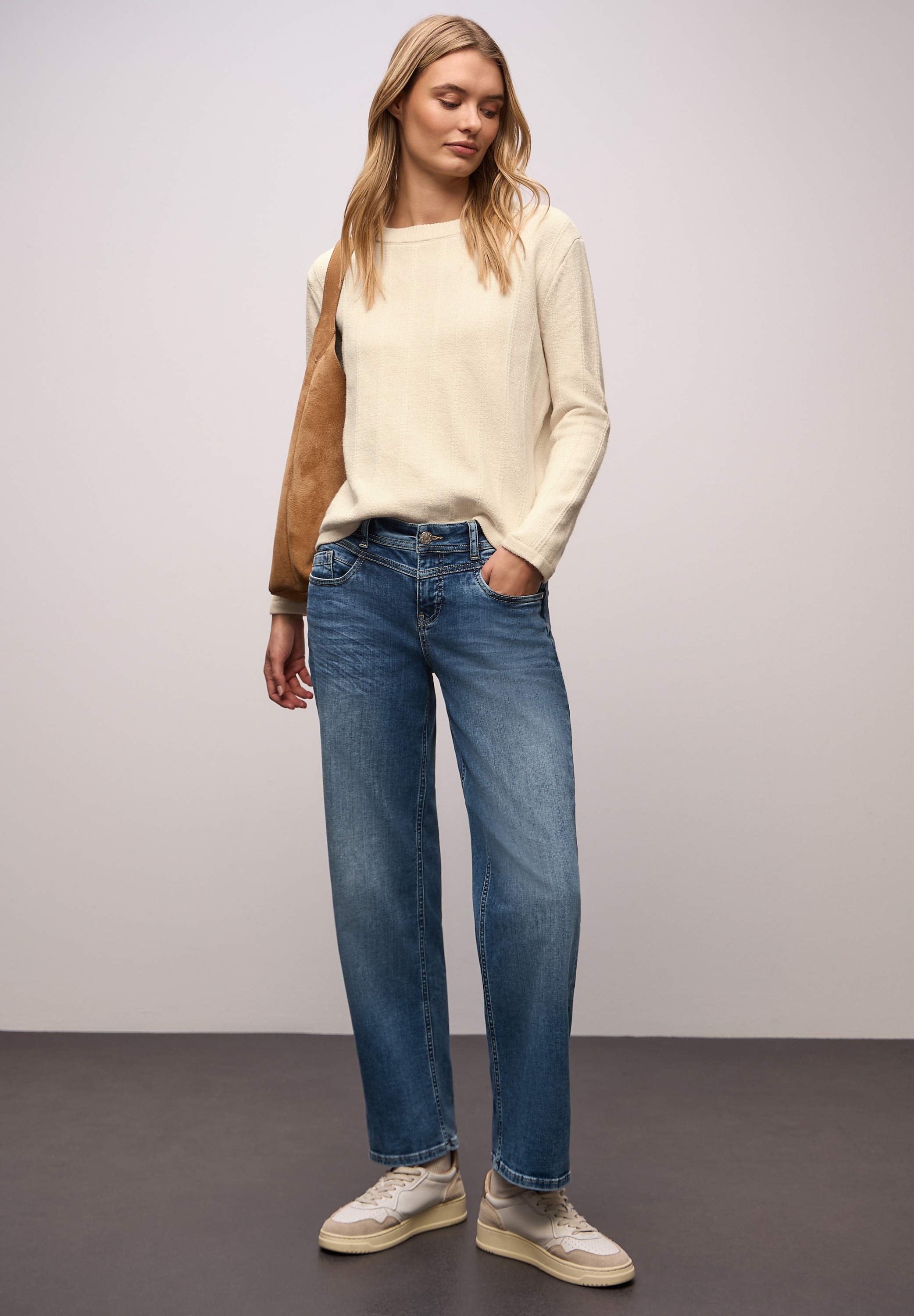 STREET ONE Strickpullover mit Rundhals, strukturiert