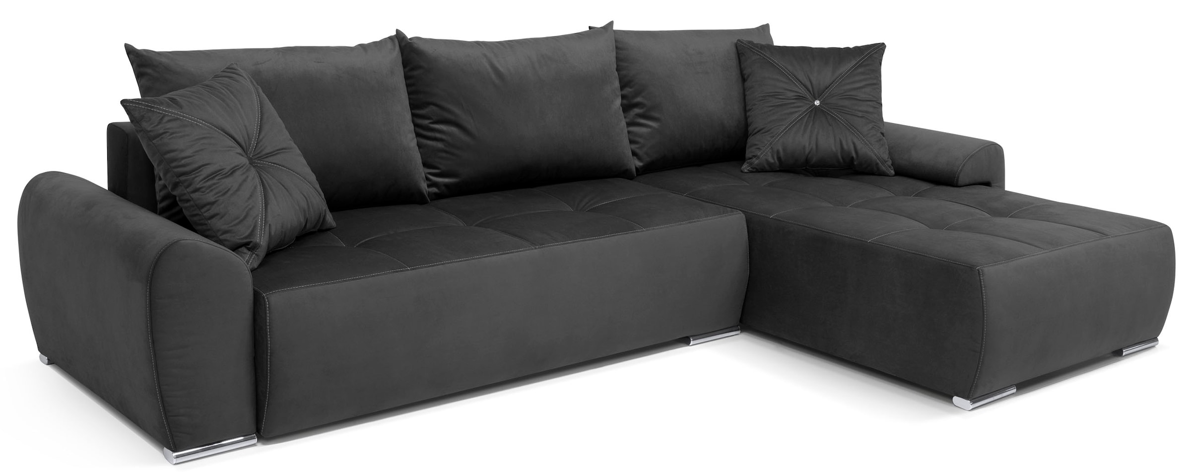 COLLECTION AB Ecksofa »30 Jahre Jubiläums-Modell Bilbao L-Form«, inkl. Bettfunktion und Bettkasten, Zierkissen mit Strassstein