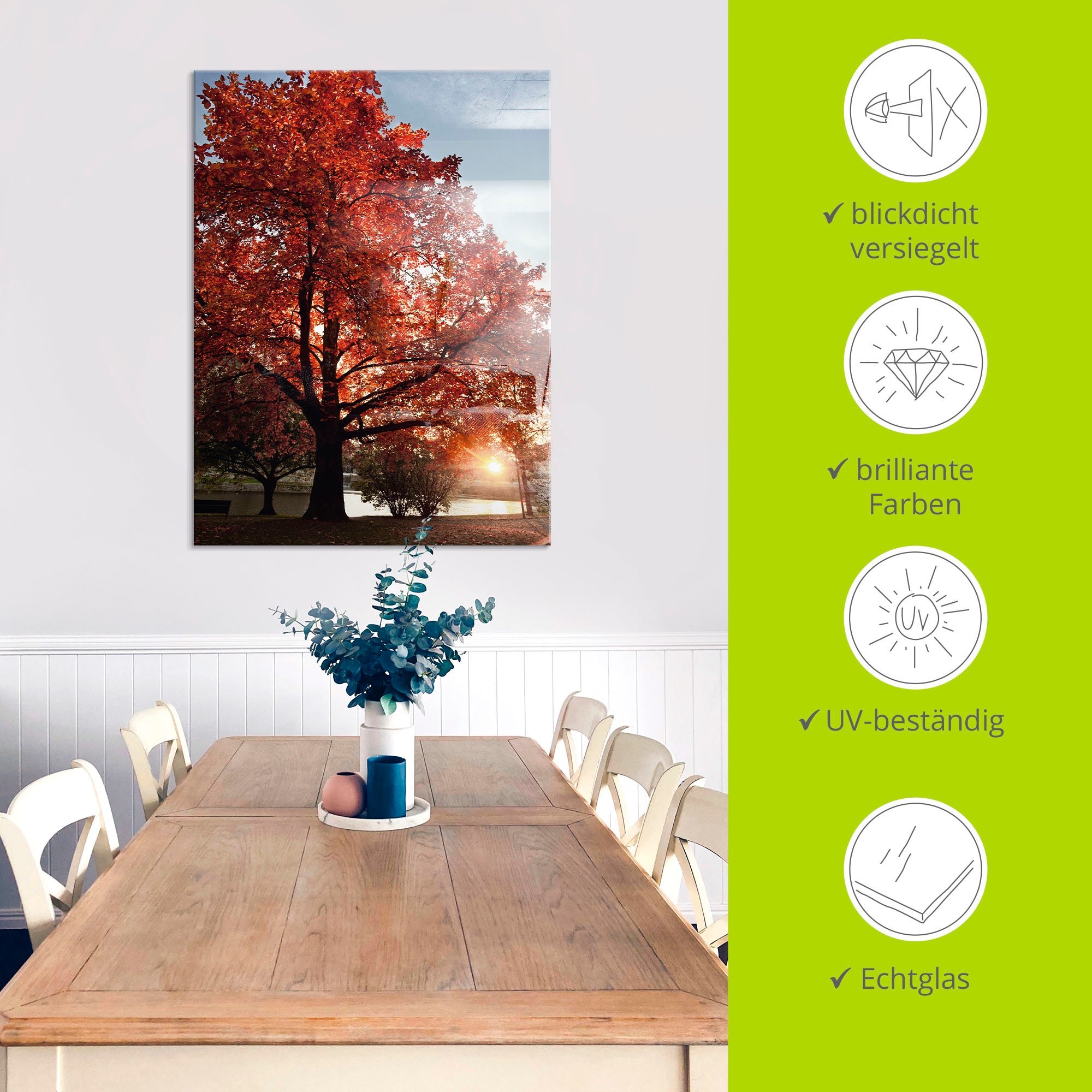 Artland Glasbild »Herbstbaum«, Bäume, (1 St.), in verschiedenen Grössen