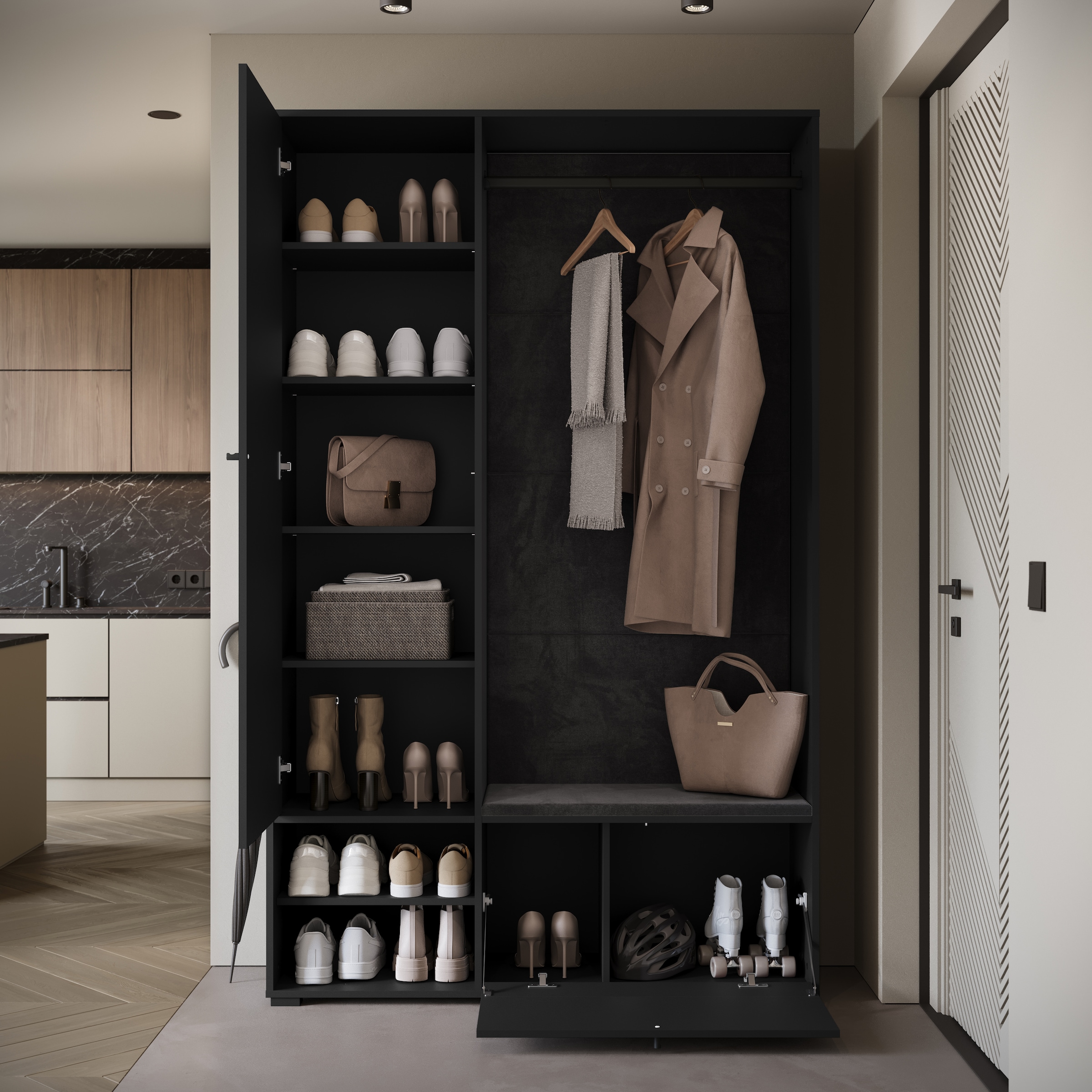 Home affaire Ensemble de vestiaires »Garderobe mit Spiegel, Sitzbank und Kleiderstange« 1 cuis tlg.