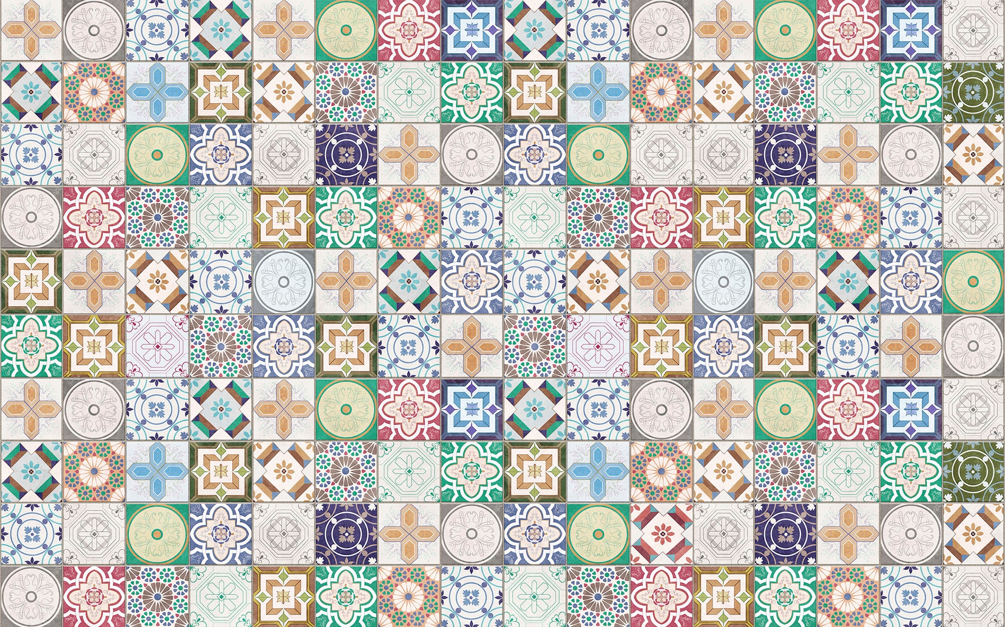 Image of Komar Vliestapete "Digitaldruck Vlies - Marrakech Mosaik - Grösse 400 x 250 cm" bedruckt glatt Wohnzimmer, Schlafzimmer
