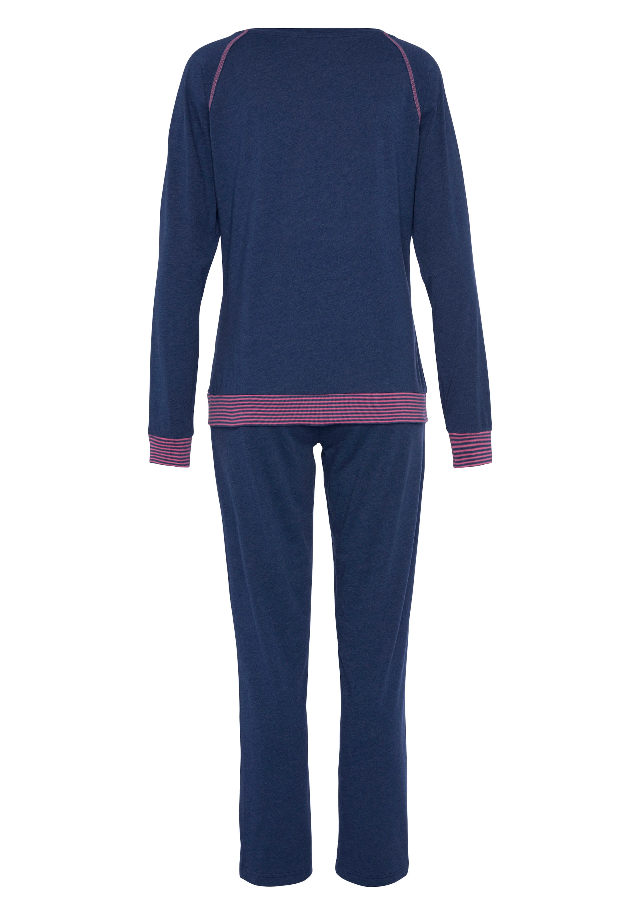 Vivance Dreams Pyjama, (2 tlg.), mit dekorativen Flatlock-Nähten in Neonfarben