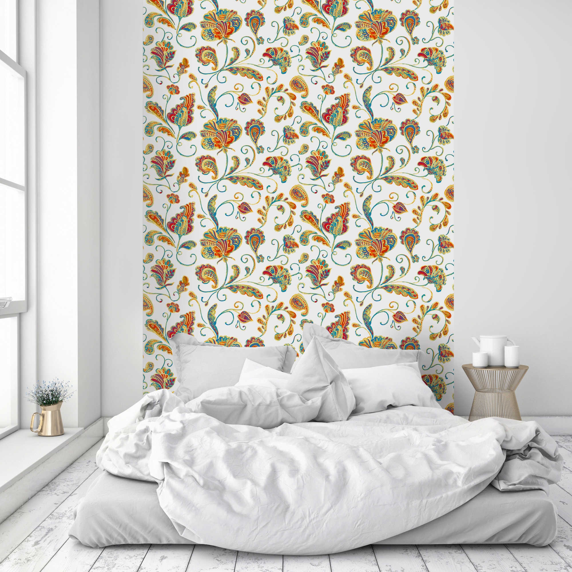 queence Papier peint vinyle »Luisa« Motif | botanique | floral | imprimé | naturellement | à motifs 90x250cm, selbstklebend, kinderleichte Anbringung, , Sticker