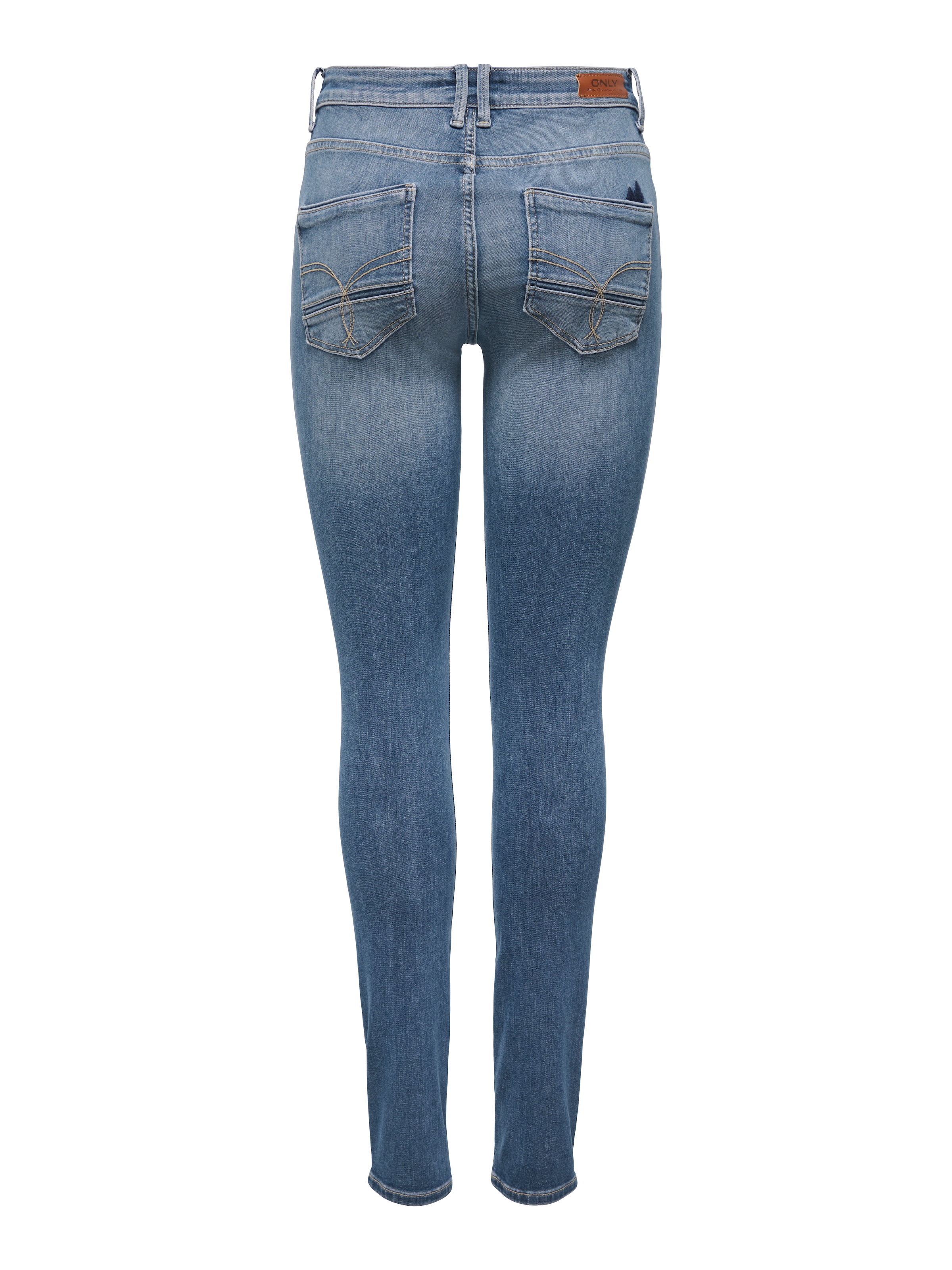 ONLY Jeans skinny »ONLBLUSH MW SK DET DES BACK EMB DNM« mélange de coton, détails destroyed, broderie sur la poche arrière