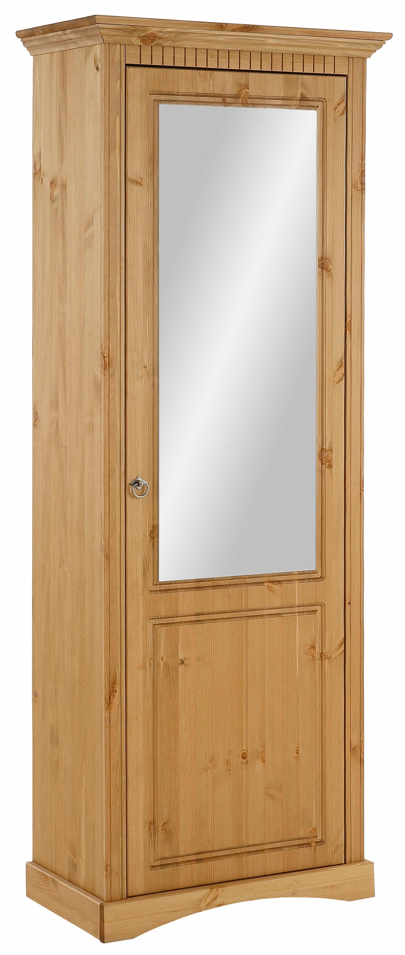 Image of GOODproduct Schuhschrank "Rustic Schuhregal mit 1 Spiegeltür und Ringgriffen aus Metall" aus massiver Kiefer, für ca. 16 Paar Schuhe, eine natürlichen Maserung