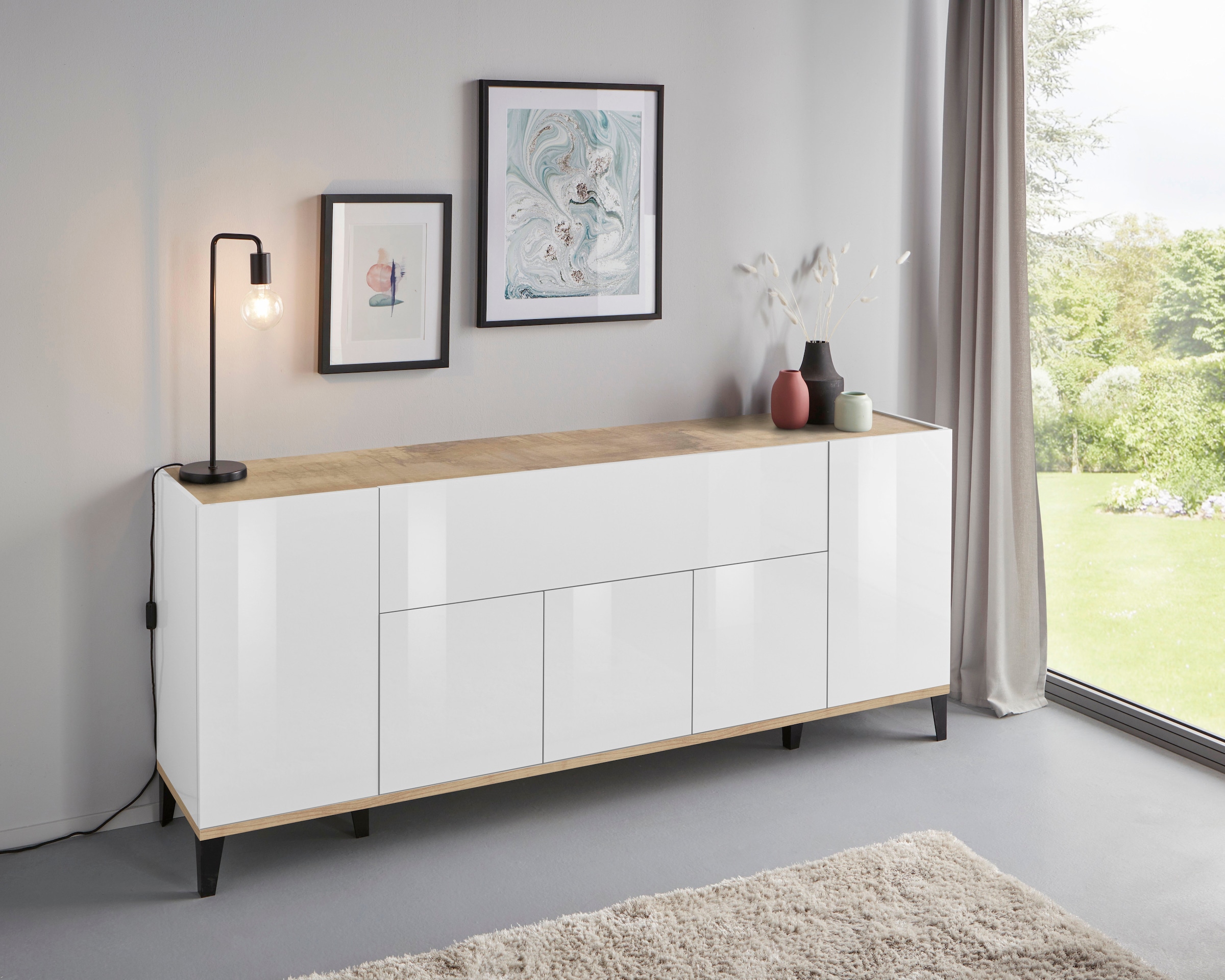 INOSIGN Sideboard »Sunrise«, Kommode mit 5 Türen und 1 Klapptür, Breite 200 cm