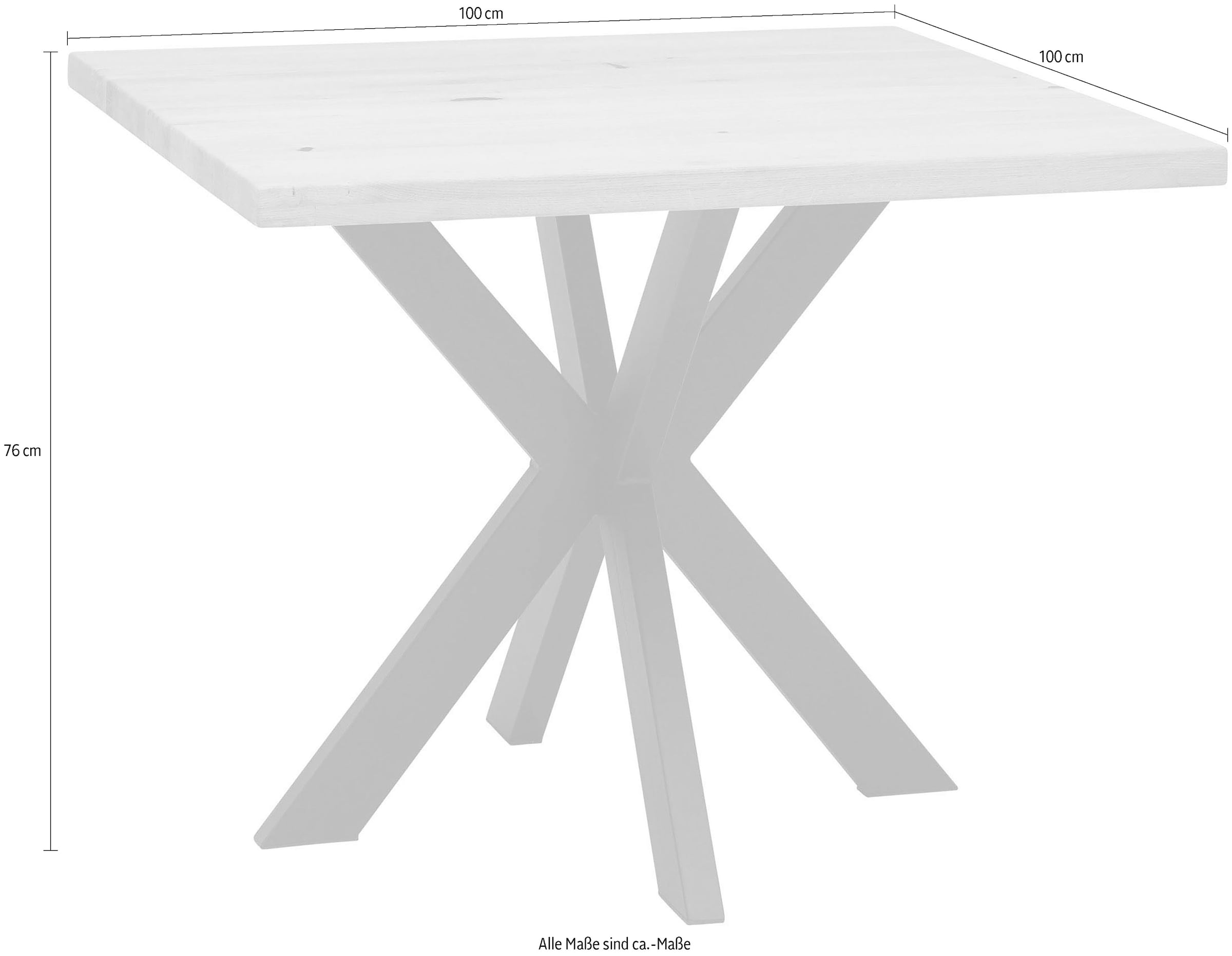 Stolkom Table de salle à manger »Micky« 100 cm in Eiche Massiv geölt, Tisch quadratisch