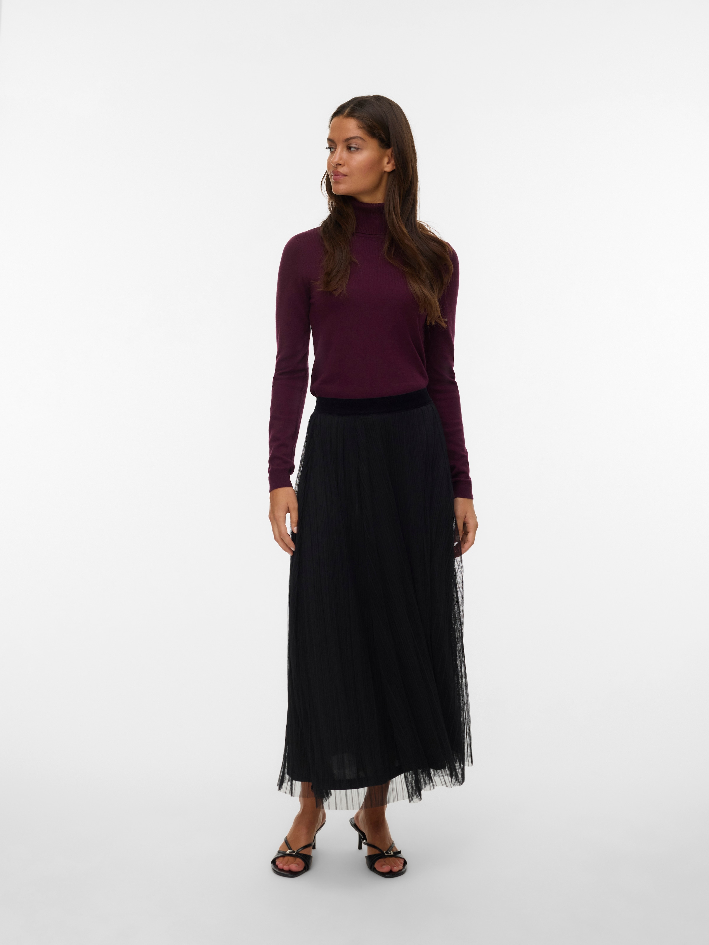 Vero Moda Pull en tricot »VMIRIS LS ROLLNECK PULLOVER GA NOOS« Mélange de matières avec laine, coupe slim