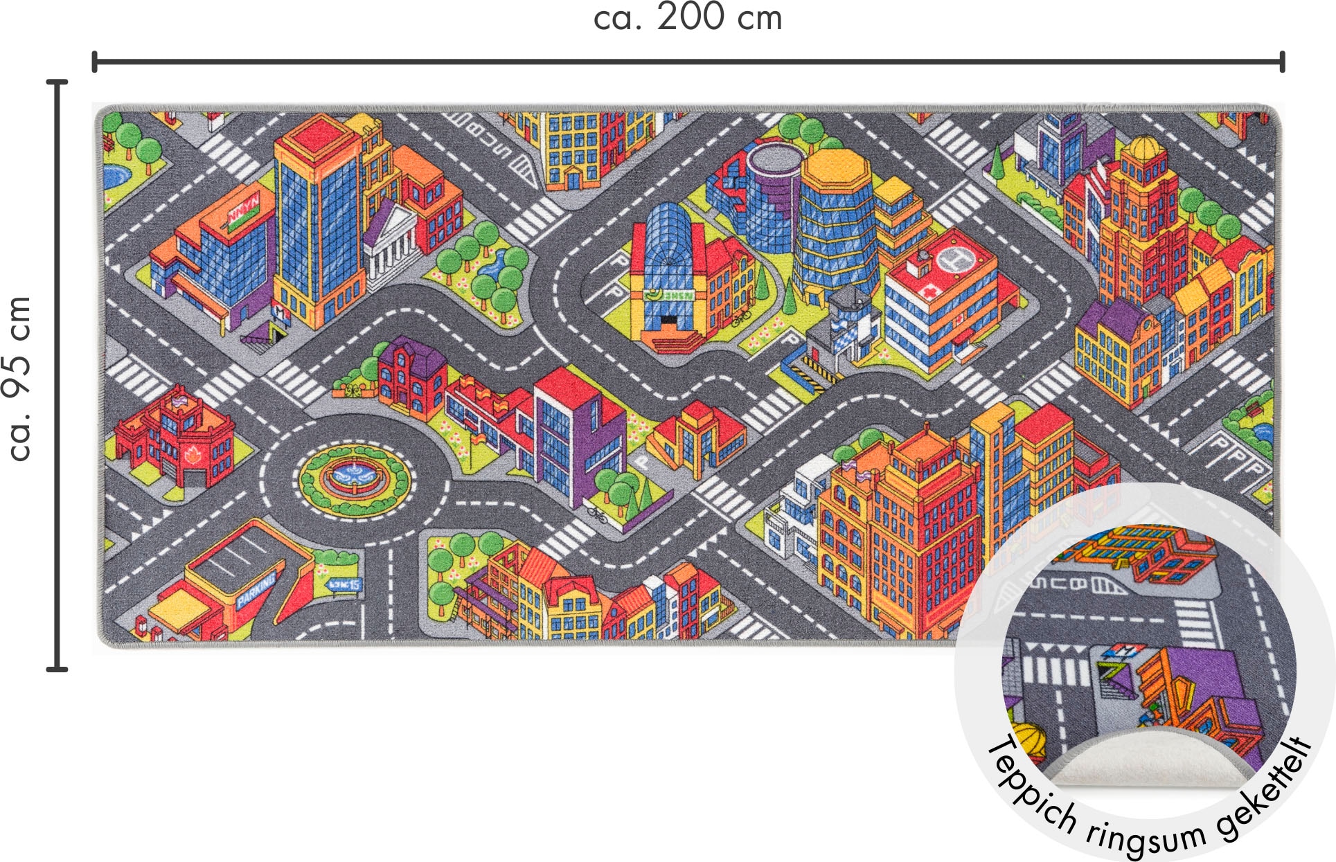 Andiamo Kinderteppich »Strasse Lagerräumung«, rechteckig, 5 mm Höhe, Strassen-Spiel-Teppich, Sonderposten, für Mädchen & Jungen