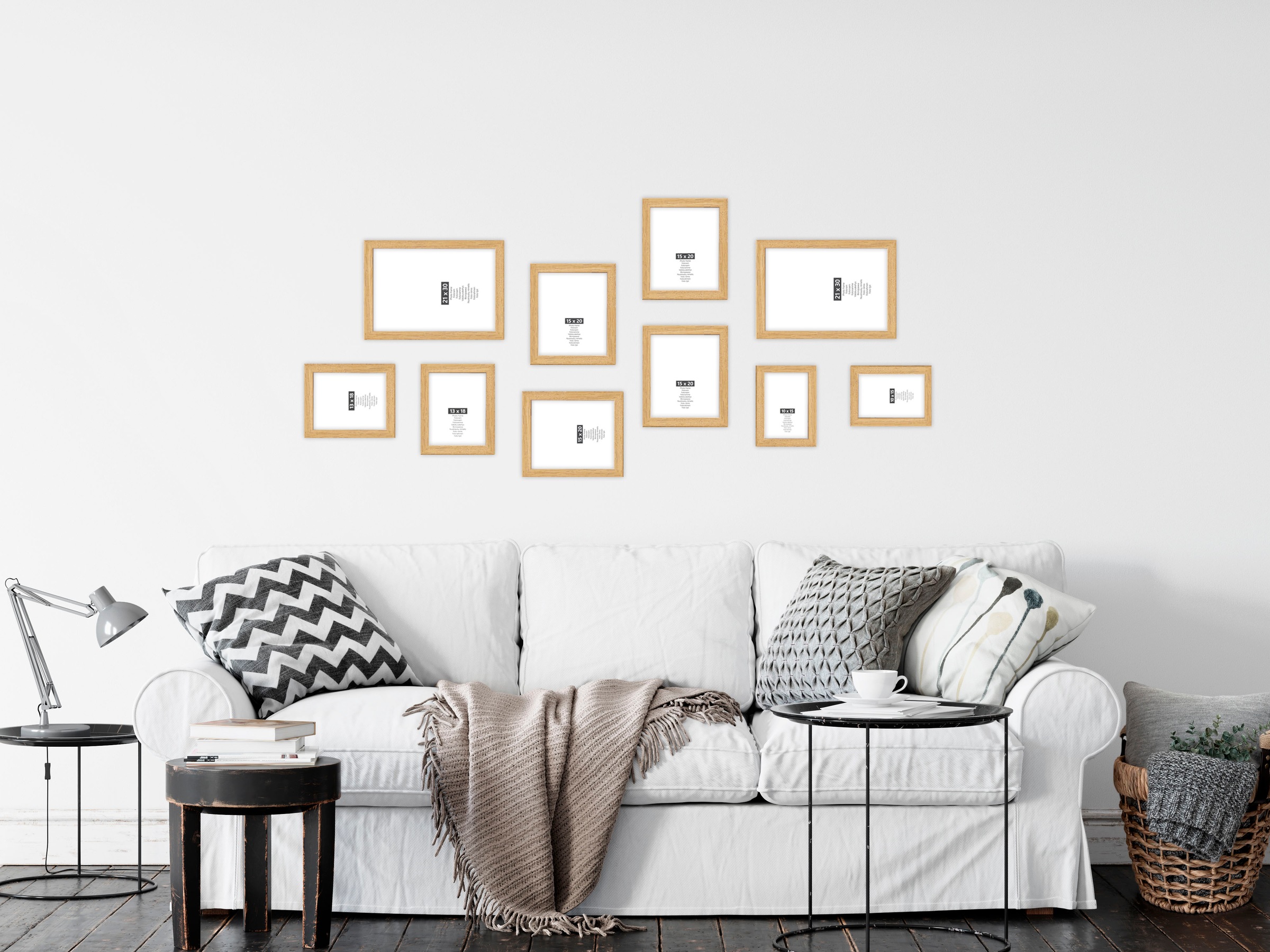 andas Bilderrahmen-Set »Bilderrahmen 10er«, (Set, 10 St., 2x 21x30 (DIN A4) + 4x 15x20 (DIN A5) + 2x 10x15 + 2x 13x18 cm)