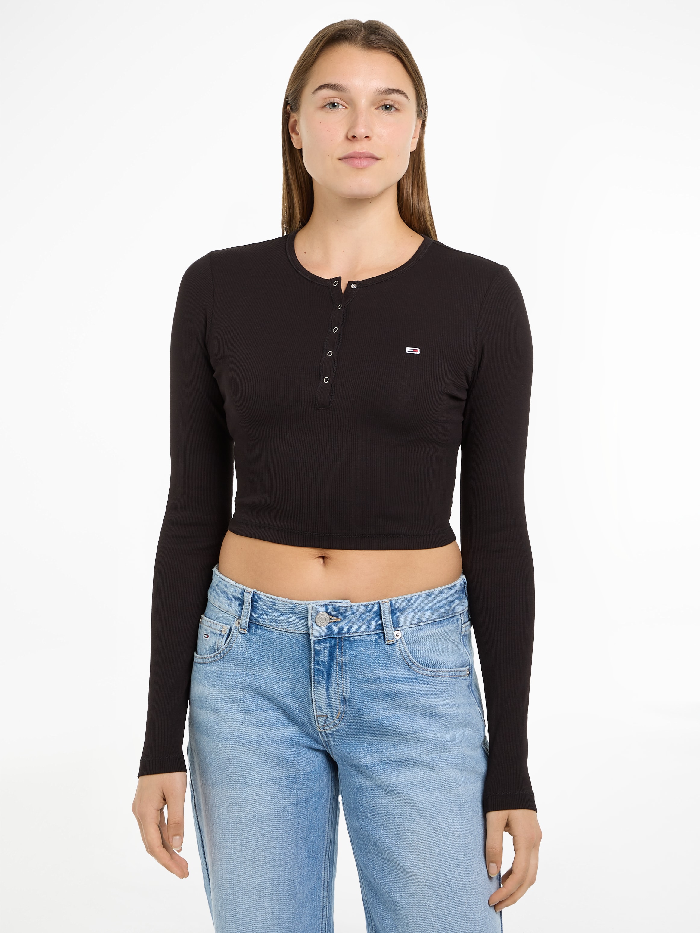 Langarmshirt »TJW CRP HENLEY TOP LS«, in modischer Cropped Form