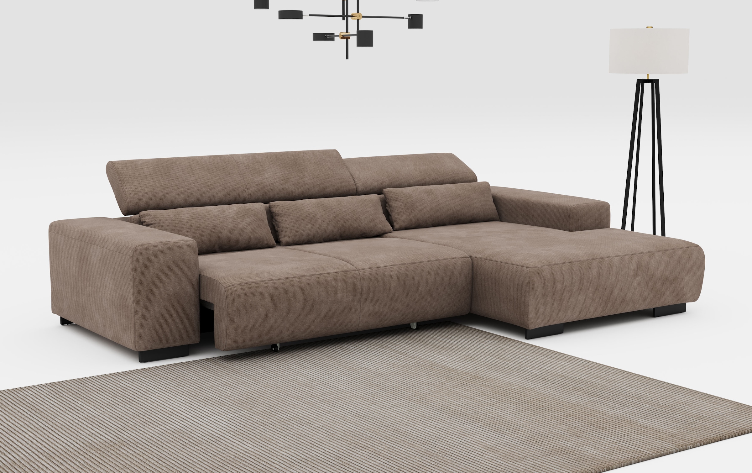 COTTA Ecksofa »Side L-Form, mit Kopfteilverstellung & 3 Nierenkissen«, optional motorische Sitztiefenverstellung