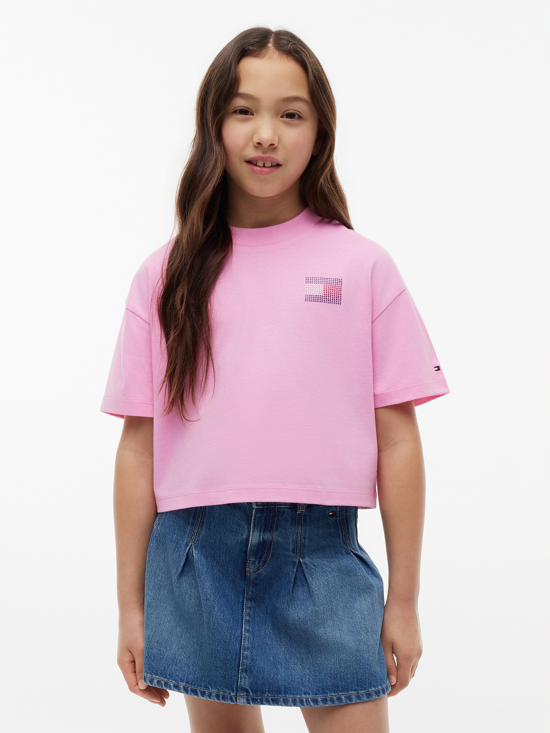 Image of Tommy Hilfiger T-Shirt Rundhalsausschnitt, mit Glitzersteinen, Kinder bis 16 Jahre