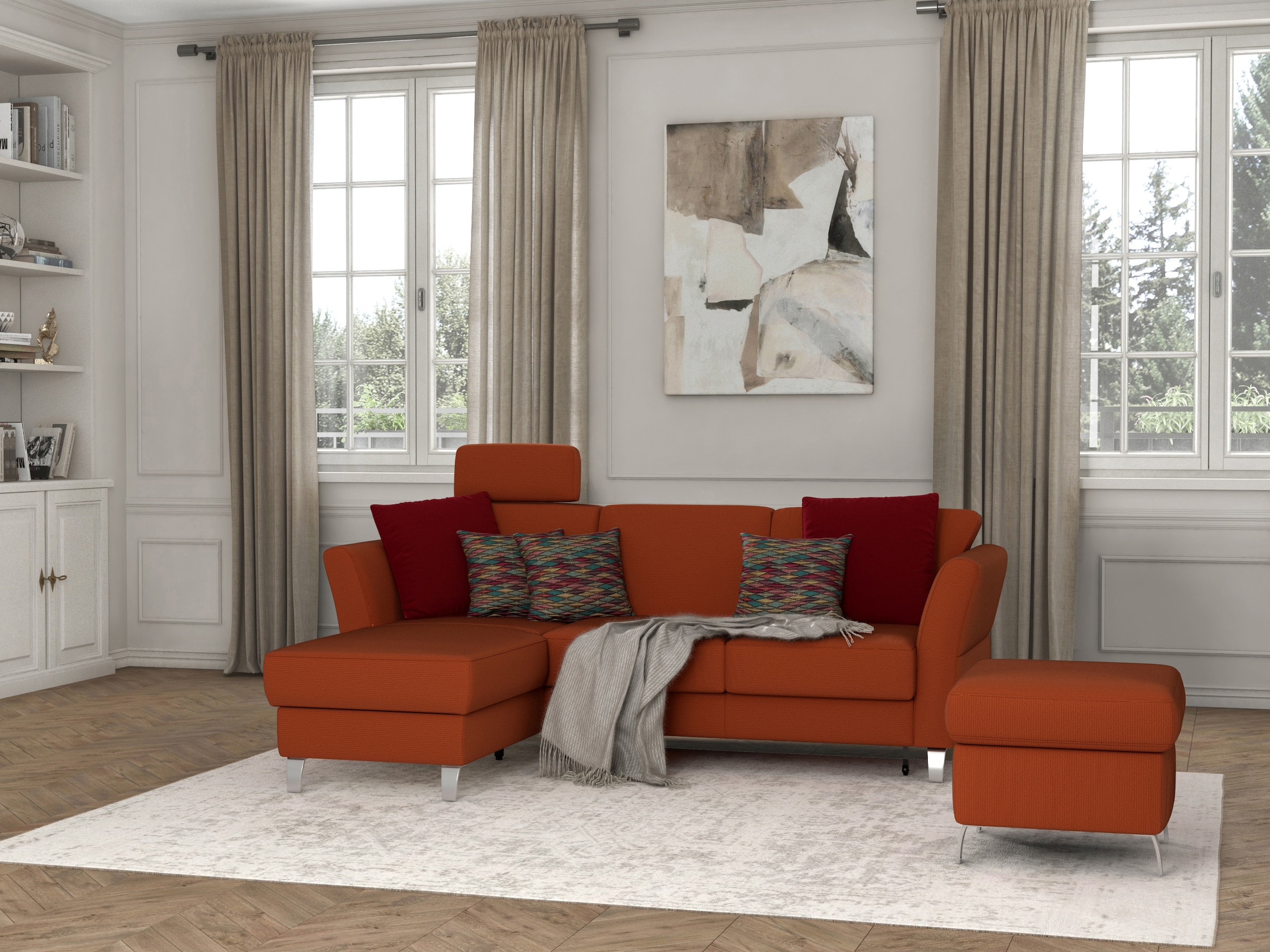 sit&more Ecksofa »Visby L-Form«, wahlweise mit Bettfunktion und Bettkasten, frei im Raum stellbar