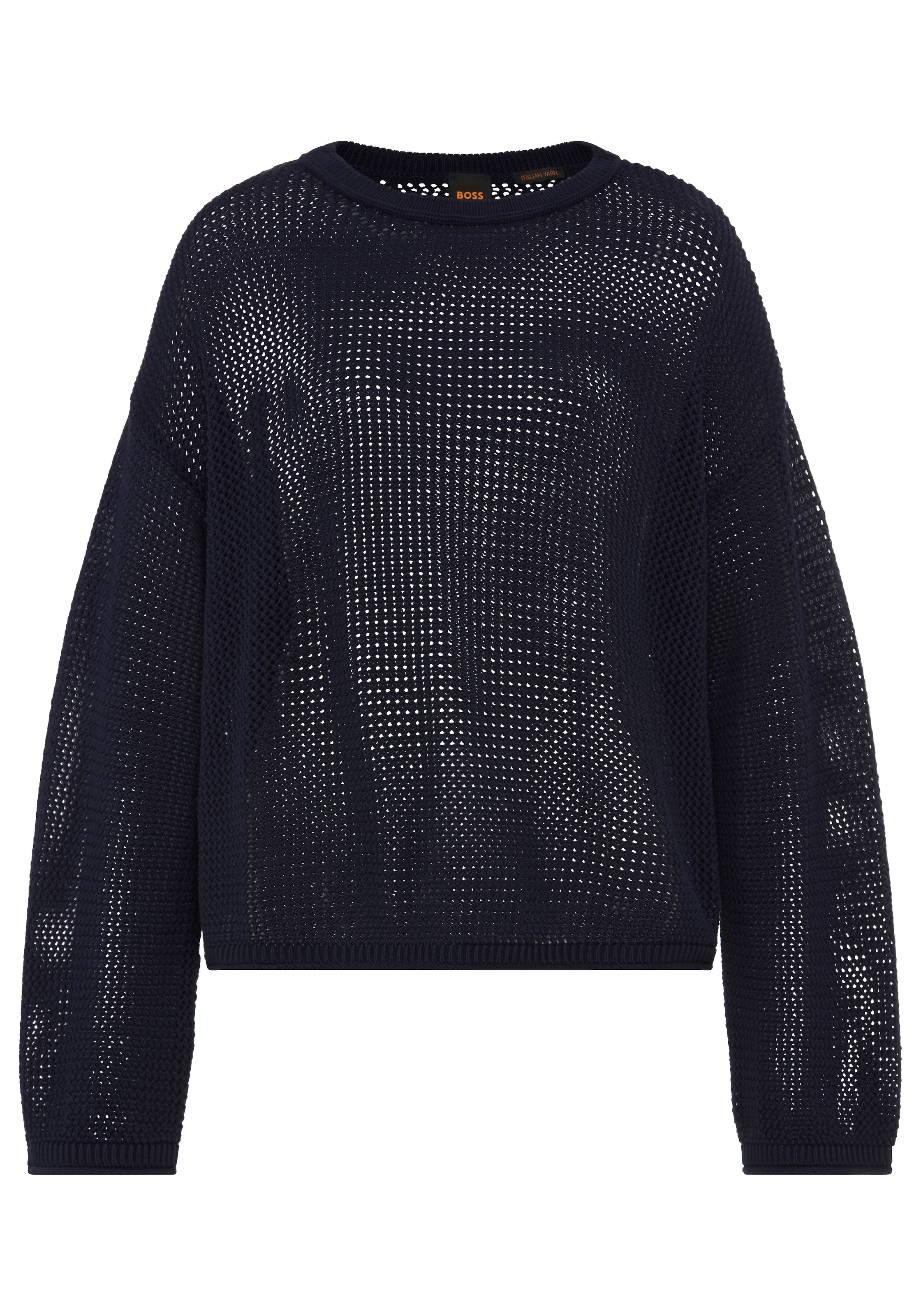 Image of BOSS ORANGE Strickpullover "Farde Premium Damenmode" in Mesh-Struktur, Relaxed Fit