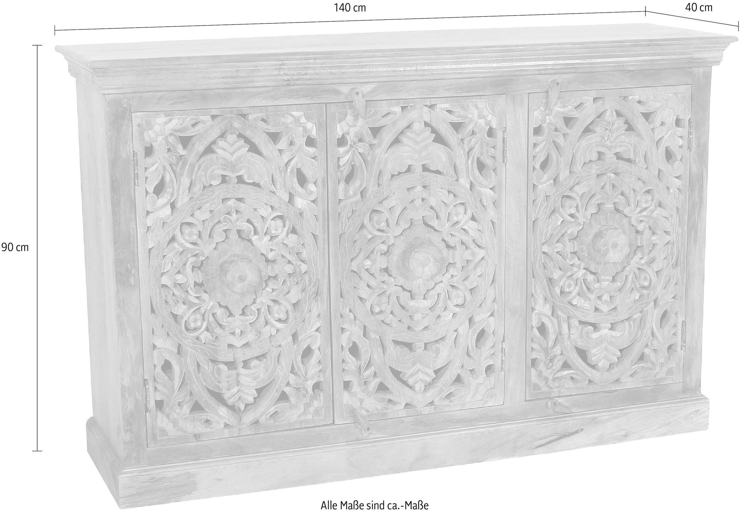 SIT Sideboard »Modena aus Mangoholz mit 3 Türen und aufwändigen Schnitzereien« Aufwändige Schnitzereien im orientalischen Stil