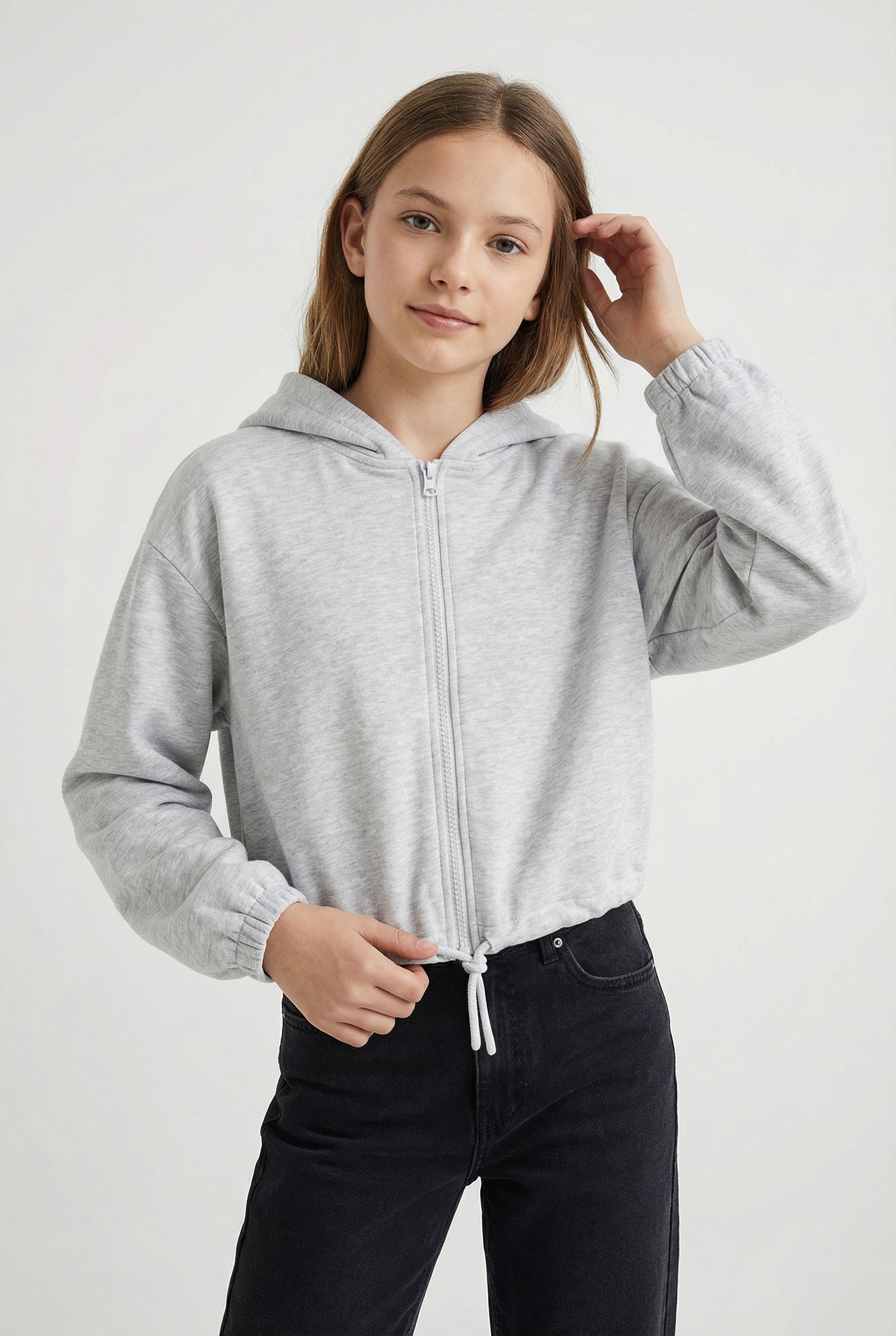 Image of TOM TAILOR Sweatjacke "Full Zip" mit Kordelzug in kurzer Form