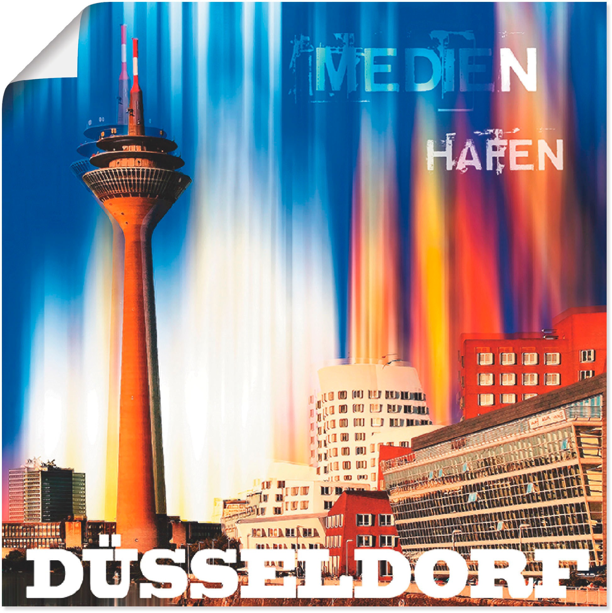 Image of Artland Wandbild »Düsseldorf Skyline Abstrakt 03«, Deutschland, (1 St.), in vielen Grössen & Produktarten -Leinwandbild, Poster, Wandaufkleber / Wandtattoo auch für Badezimmer geeignet bei Ackermann Versand Schweiz