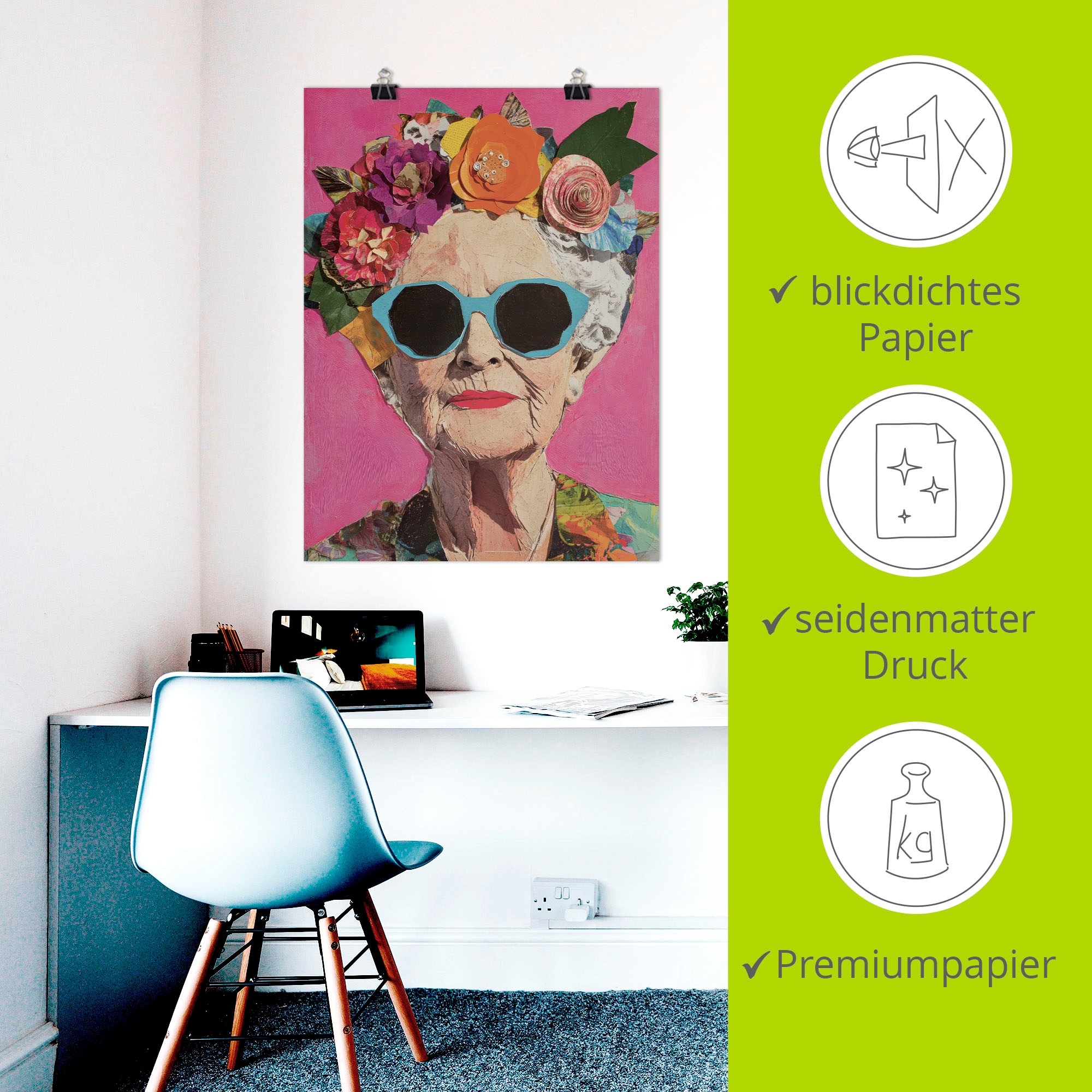 Artland Wandbild »Wild und fabelhaft, Frau mit Blumenkranz« Bilder von Frauen 1 Stk. tlg. als Alubild, Leinwandbild, Poster, Wandaufkleber in verschied. Grössen