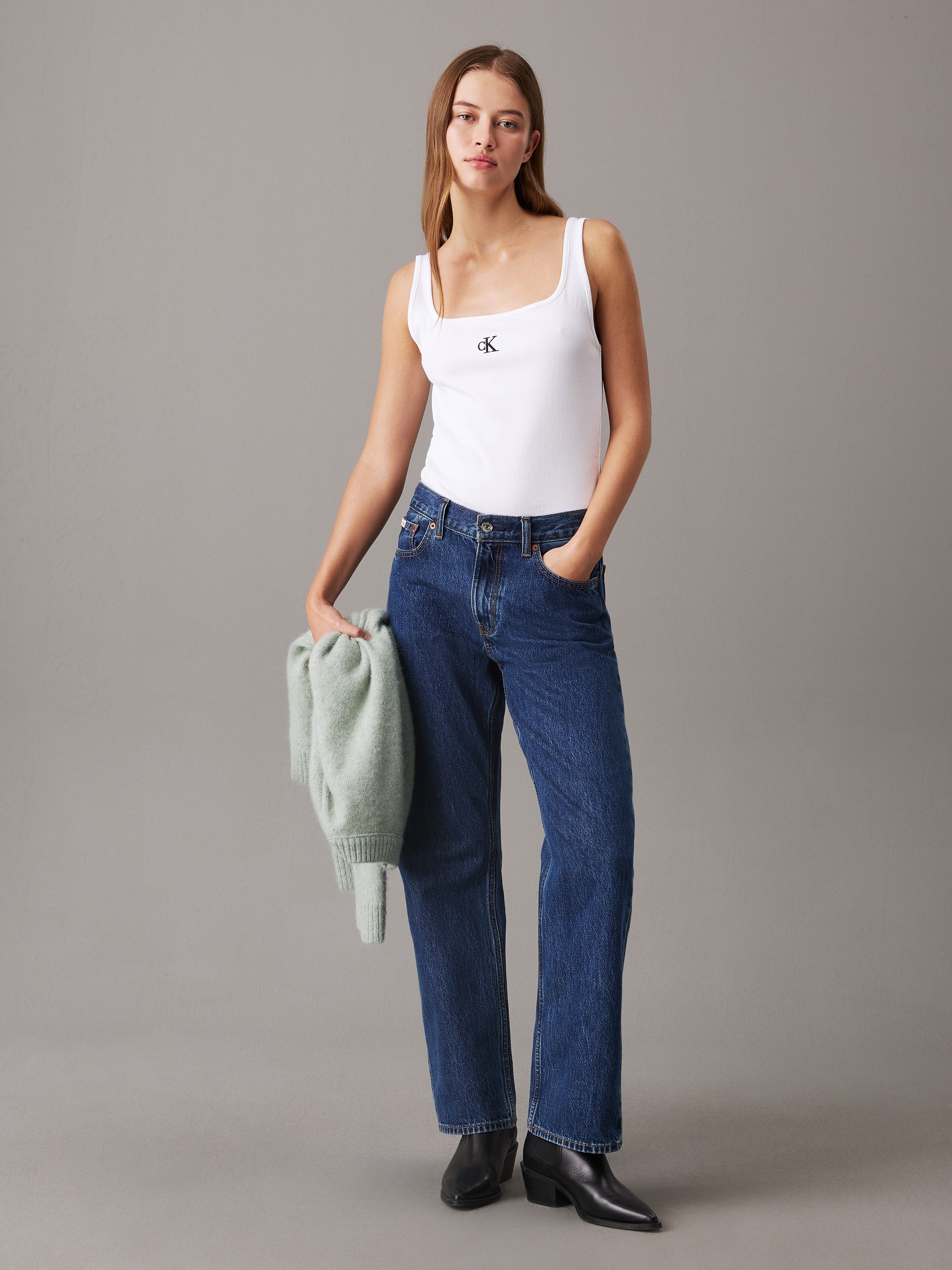 Calvin Klein Jeans Tanktop »CK RIB TANK TOP« mit eckigem Ausschnitt