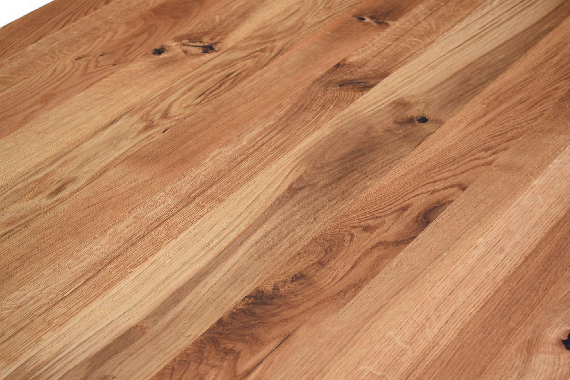 Home affaire Esstisch »Reidigen Küchentisch, A-Form Metallgestell, Wildeiche massiv geölt«, Baum Kante oder Schweizer Kante, erhältlich in 3 Grössen und 2 Farben