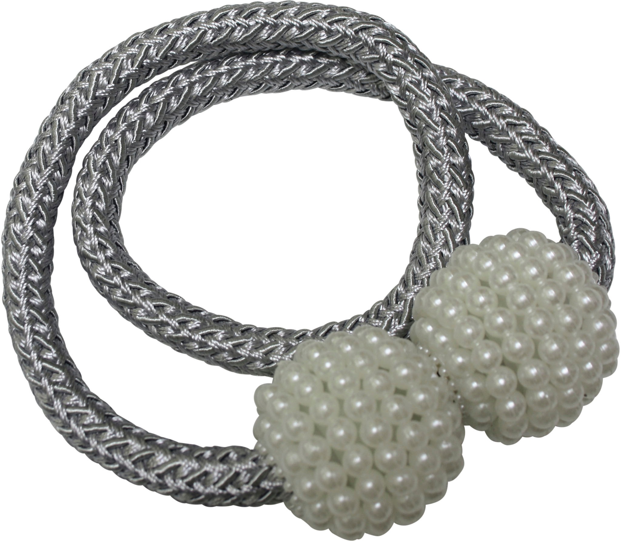 Image of GARDINIA Raffhalter »Raffhalter Flex-V mit Magnet«, (2 St.), mit gewebten Band mit Kugeln in Perlenoptik bei Ackermann Versand Schweiz