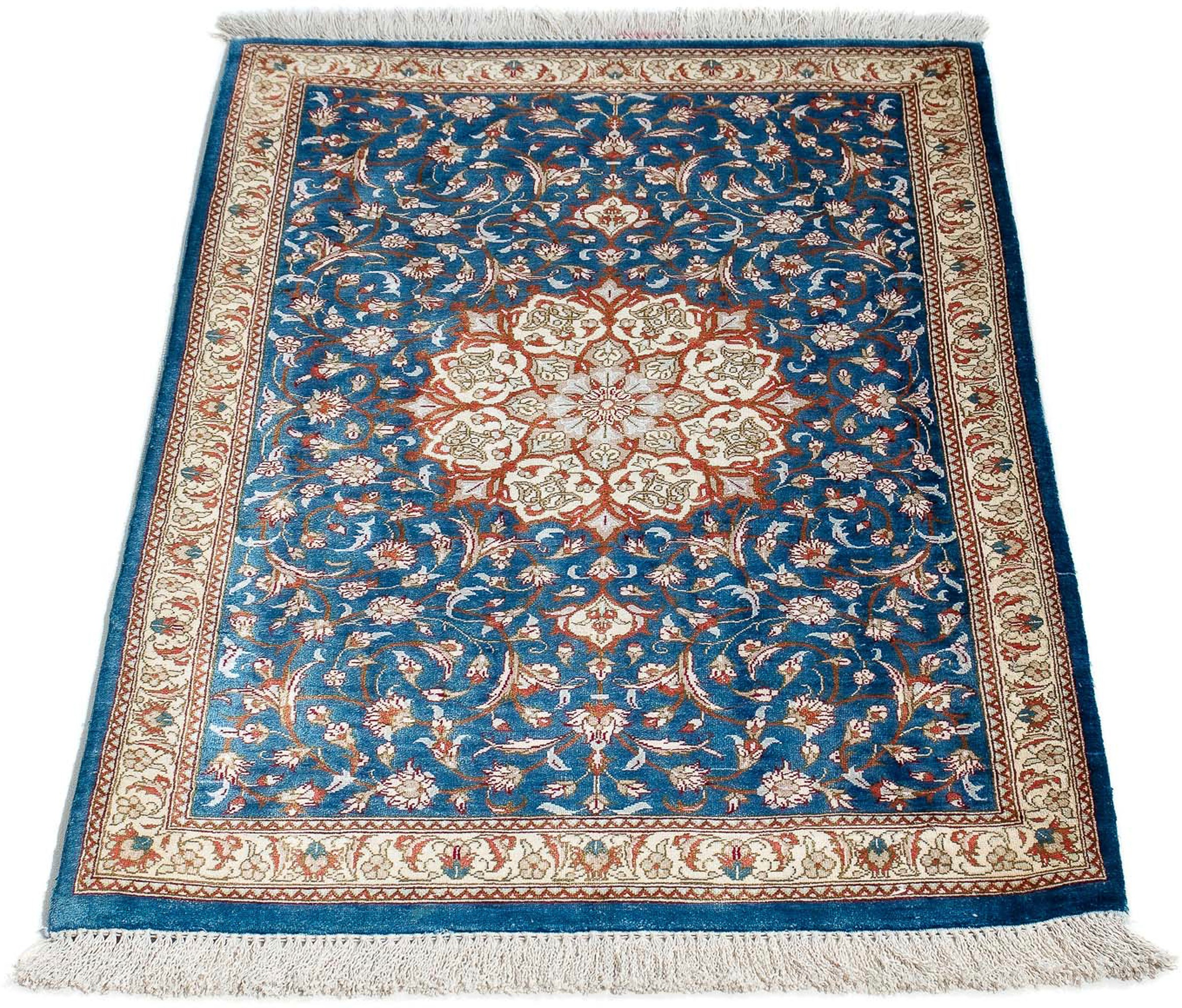 Image of morgenland Orientteppich »Perser - Ghom - 92 x 57 cm - dunkelblau«, rechteckig, 10 mm Höhe, Wohnzimmer, Handgeknüpft, Einzelstück mit Zertifikat bei Ackermann Versand Schweiz