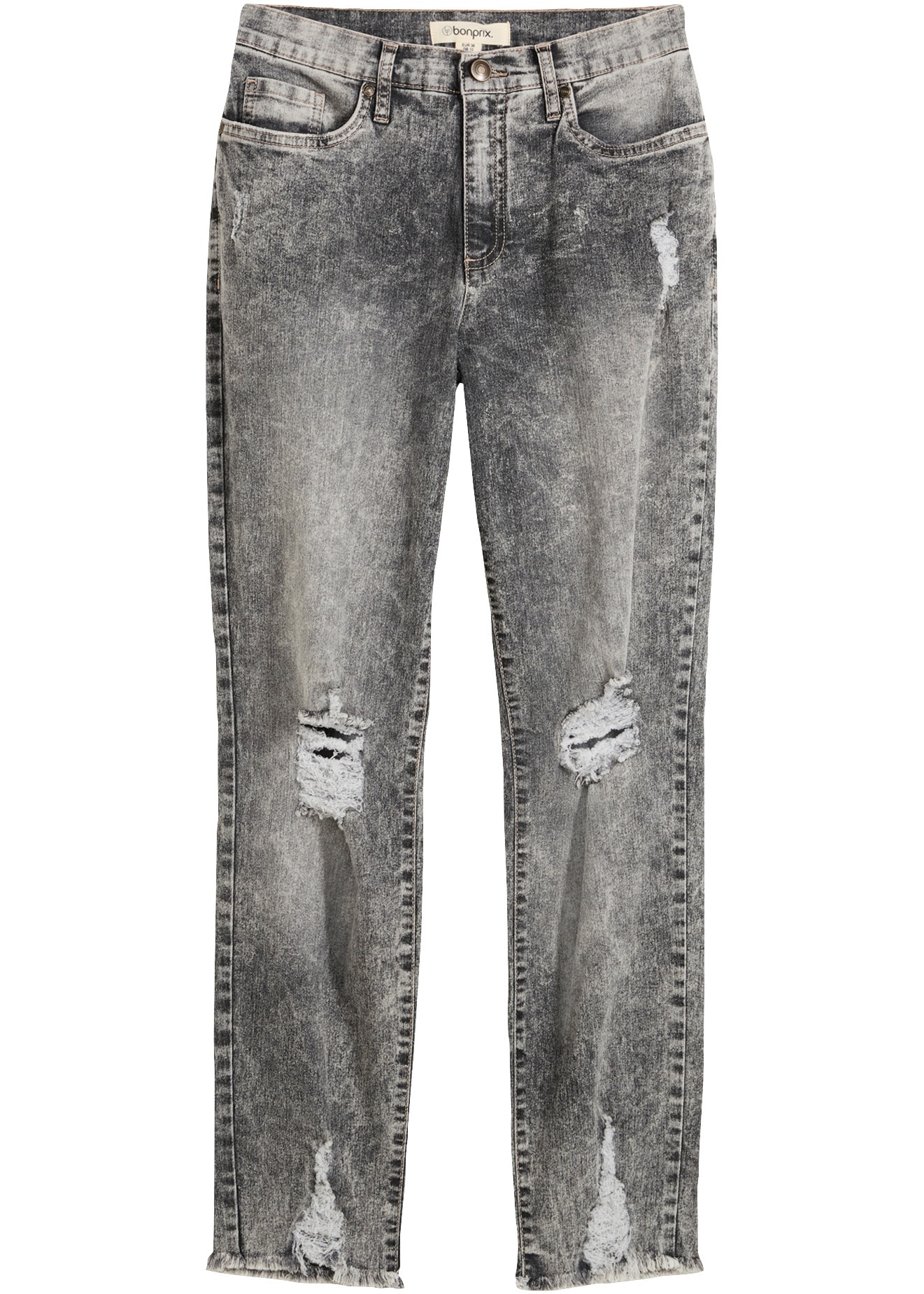 bonprix Mom-Jeans modischer Schnitt, Regular Fit, ausgefranster Saum