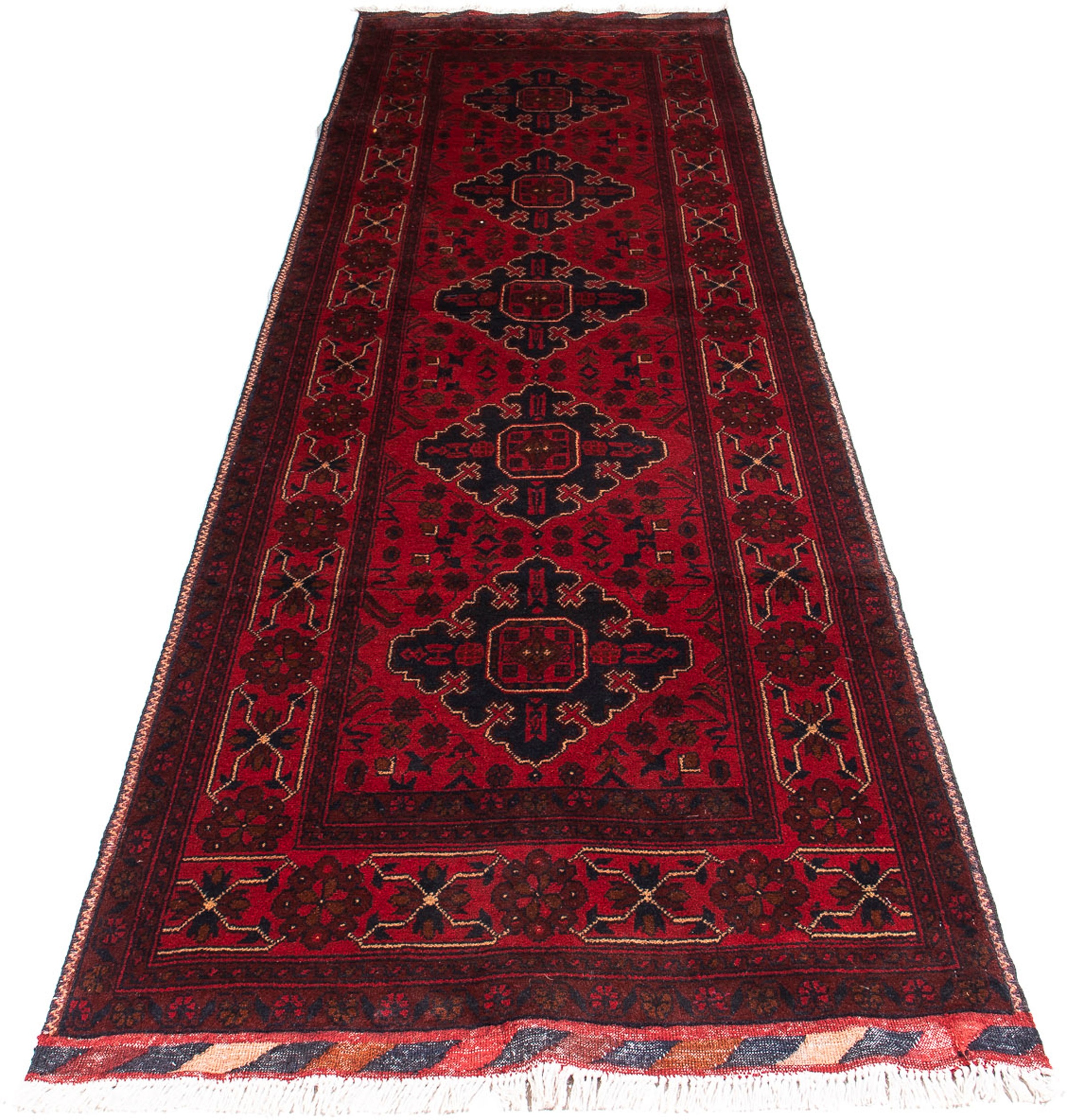 Image of morgenland Orientteppich »Afghan - Kunduz - 299 x 81 cm - dunkelrot«, rechteckig, 7 mm Höhe, Wohnzimmer, Handgeknüpft, Einzelstück mit Zertifikat bei Ackermann Versand Schweiz