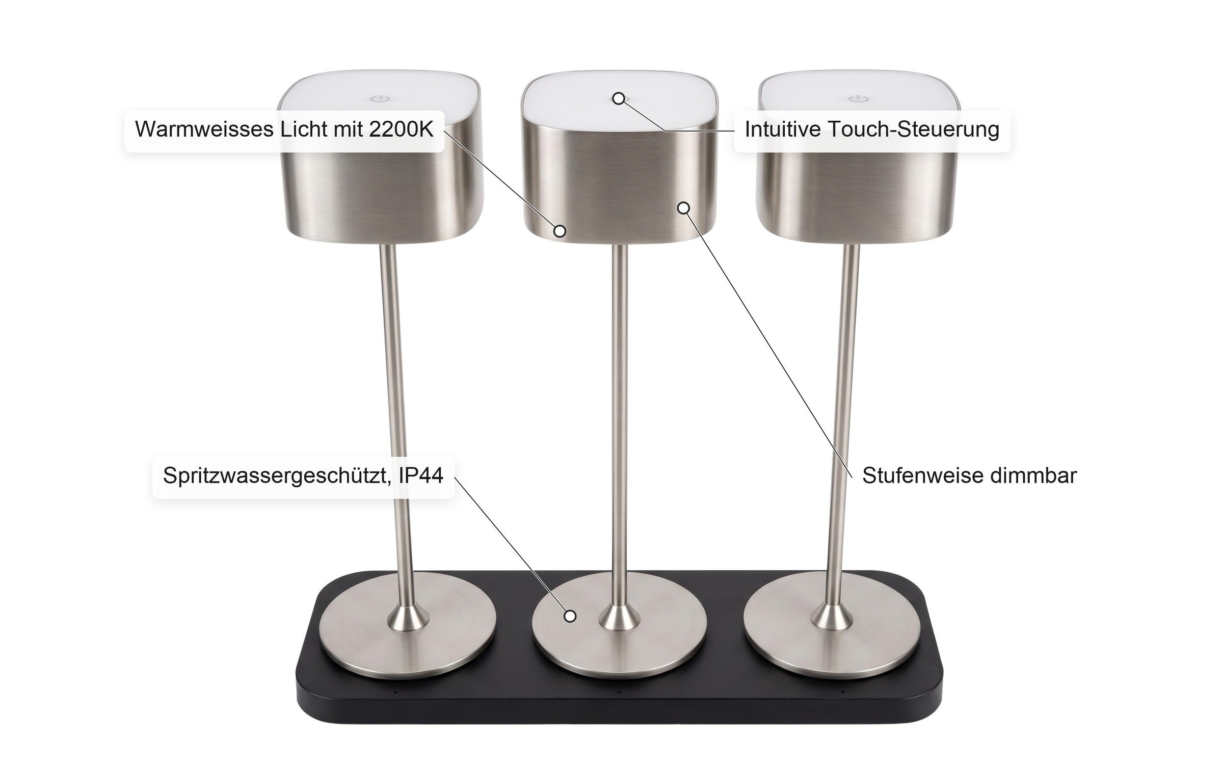 Cocon Lampe de table »Tischleuchte mit Ladestation Romantico, 3 Stück« Module LED blanc chaud