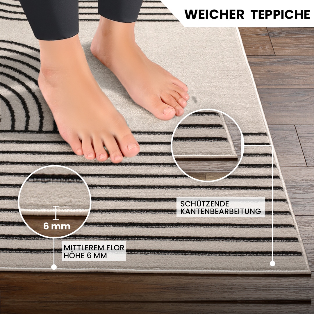 Livabliss Teppich »DEHLI«, rechteckig, 11 mm Höhe, Skandinavischer Teppich, Moderner Kurzflor Boho-Wohnzimmerteppich