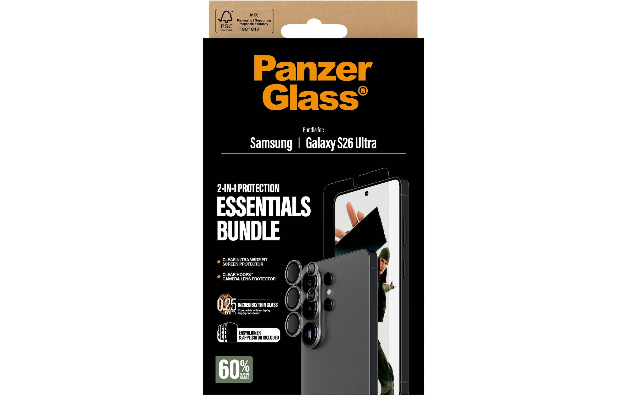 PanzerGlass Verre de protection pour appareil photo »2-in-1 Protection Essentials Bundle« für Samsung Galaxy S26 Ultra Displayschutzfolie, Schutzfolie, Kameraschutz, kratz- & stossfest