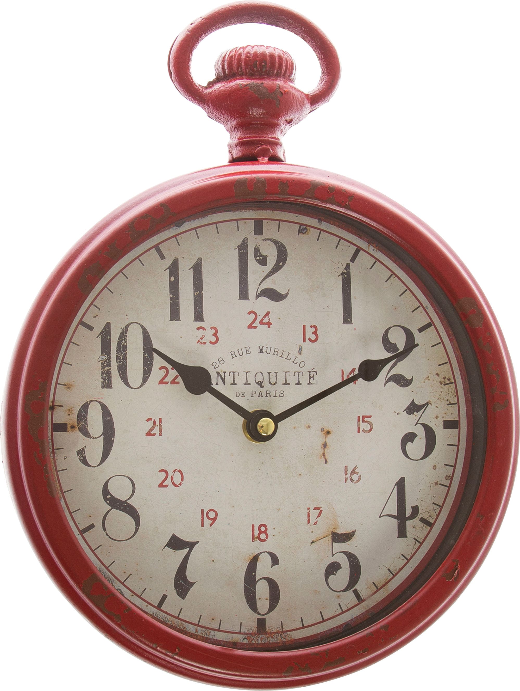 Myflair Möbel & Accessoires Wanduhr »"Wesley"«, rot, rund, Taschenuhr Optik, dekorativ in Küche & Wohnzimmer