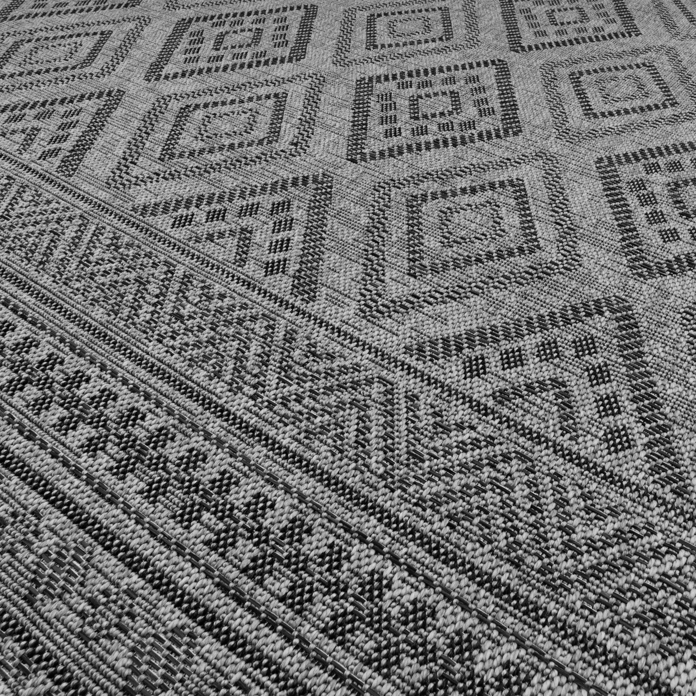 Paco Home Teppich »Vermont 184«, rechteckig, 4 mm Höhe, Flachgewebe, modernes Design mit Rauten, gesteift, Outdoor geeignet